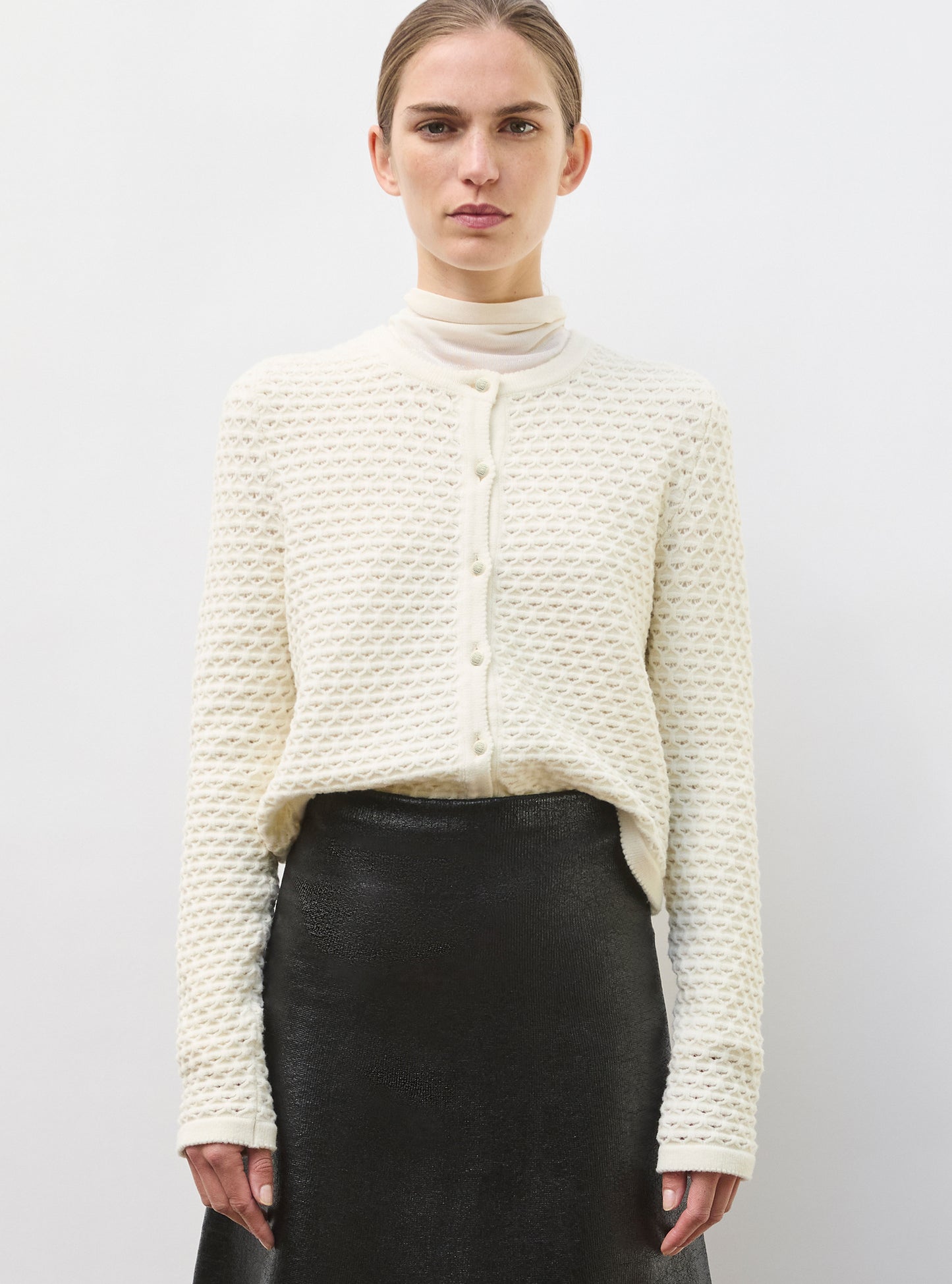 Veste maille couture  milk - Vêtement en maille de luxe Molli