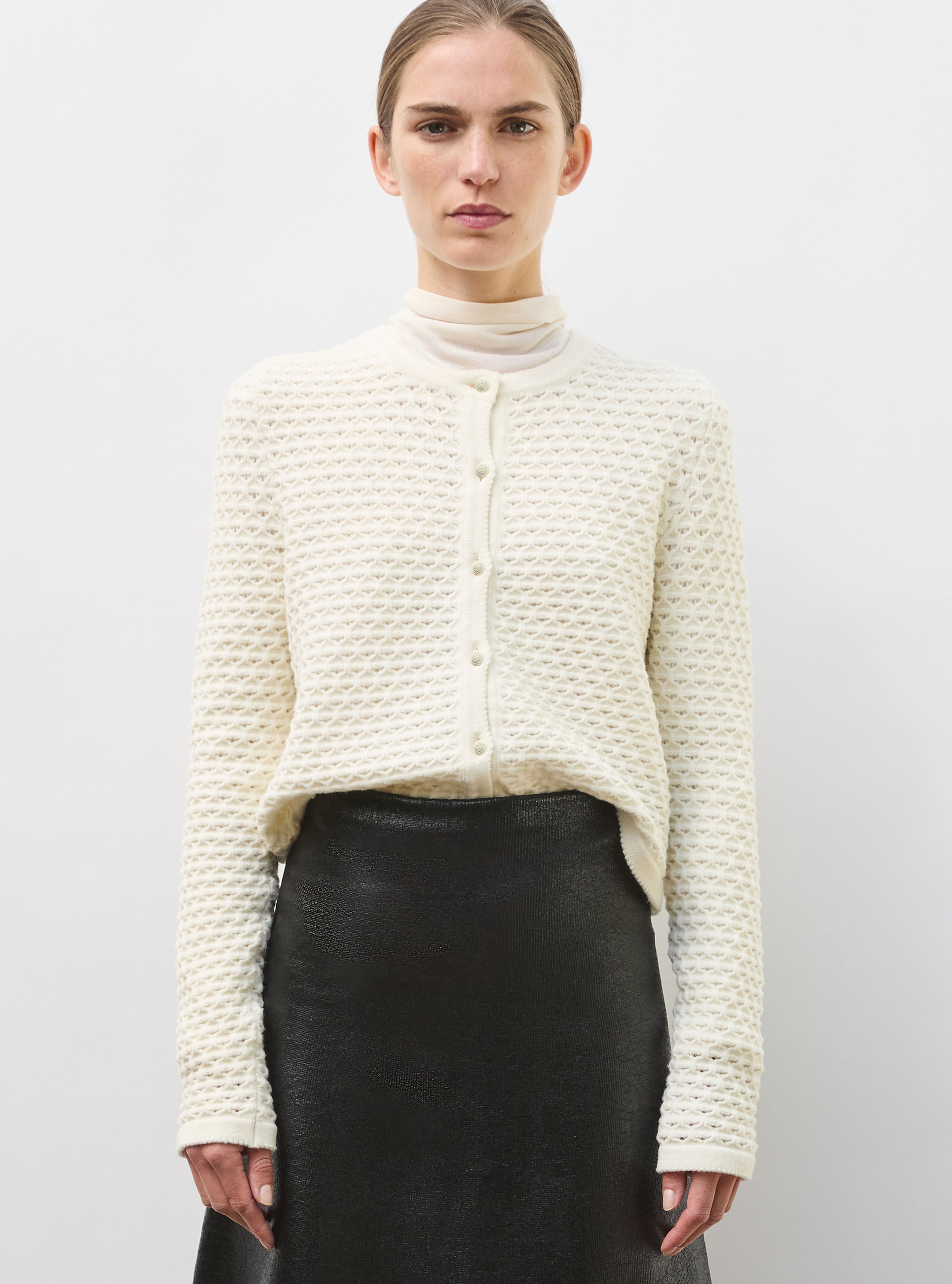 Veste maille couture  milk - Vêtement en maille de luxe Molli