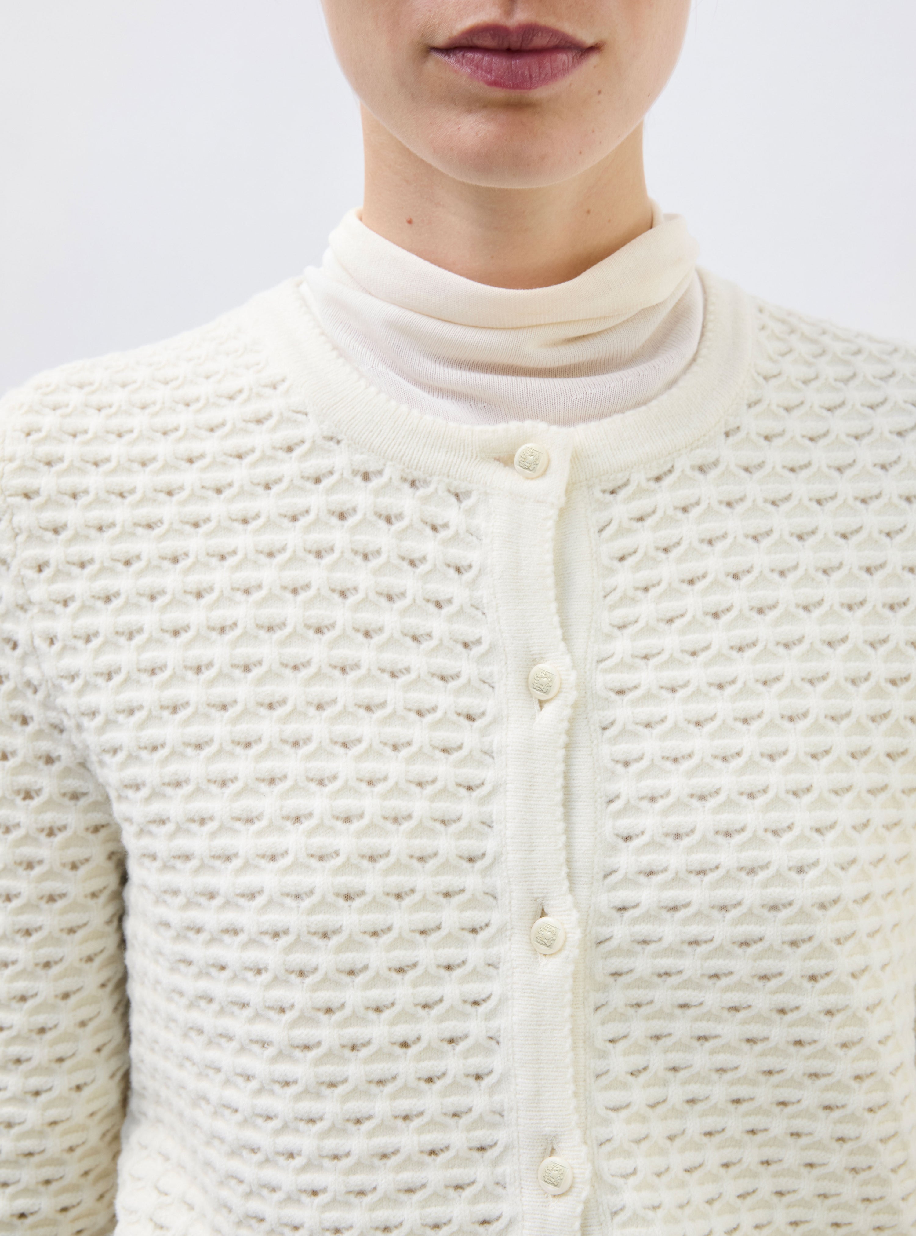 Veste en maille de luxe Molli - Veste maille couture  milk