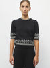 Top maille détails jacquard noir profond - Vêtement en maille de luxe Molli