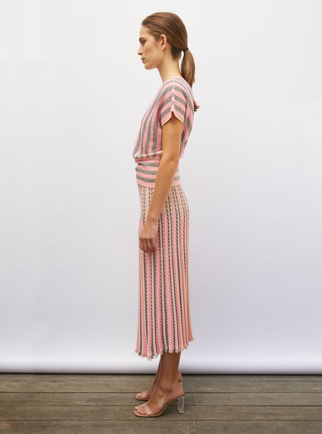 fluid skirt in herringbone knit - Image principale