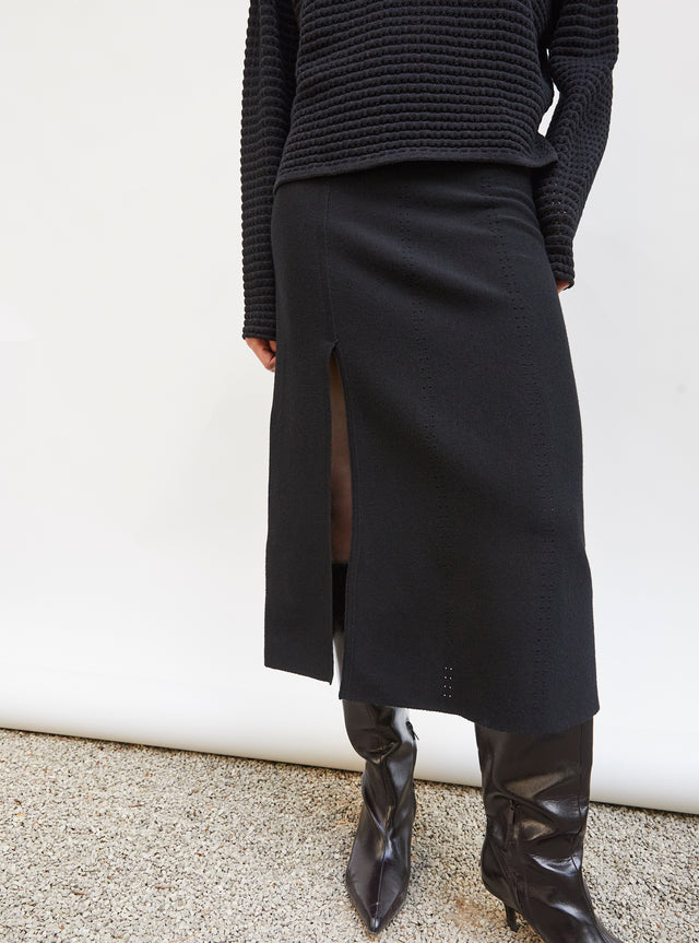 slit mid-length knit skirt - Image principale