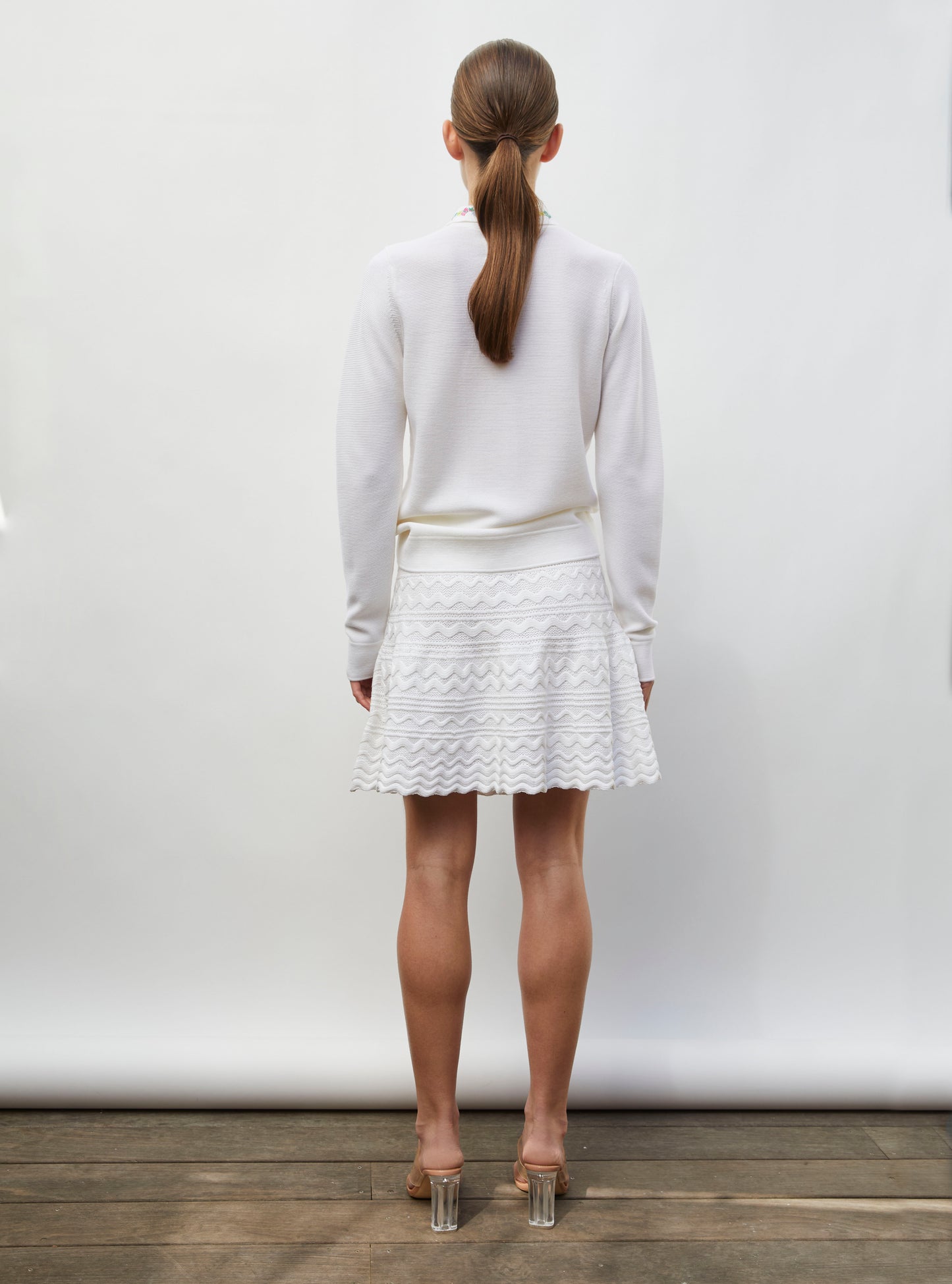 Chemise de luxe femme - Chemise maille brodée fleurs milk