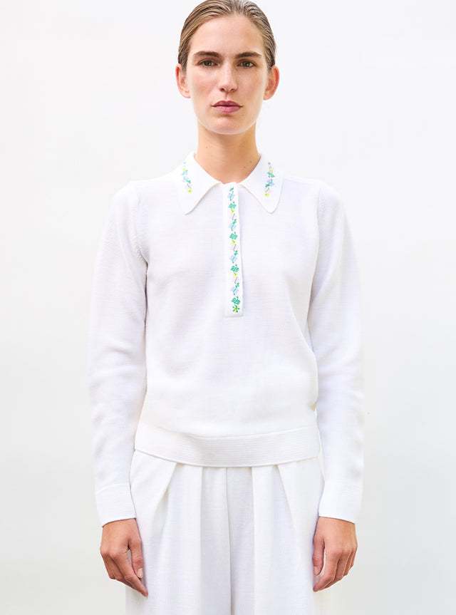 Chemise maille brodée fleurs - Image principale