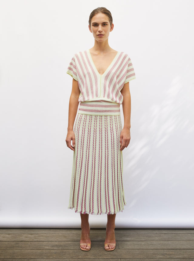 fluid skirt in herringbone knit - Image principale