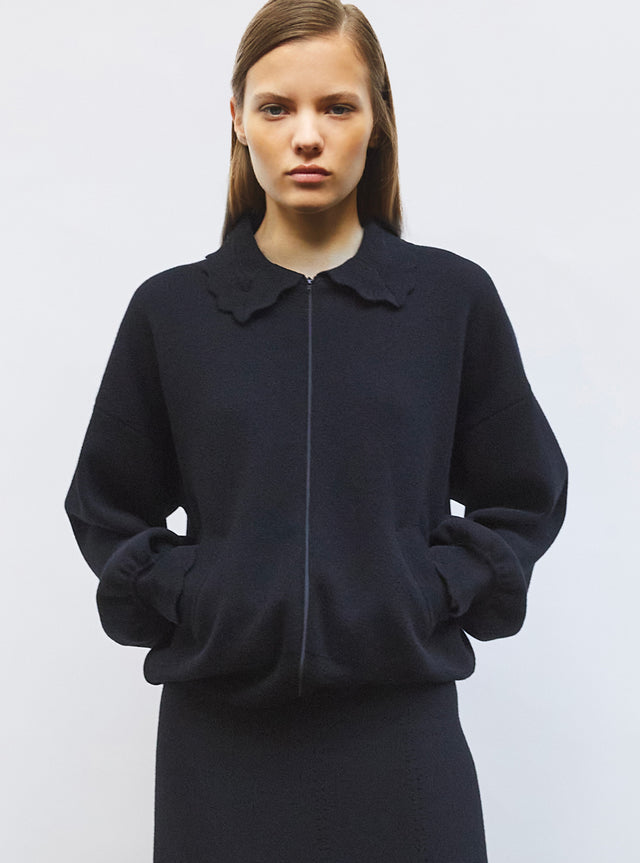 knit jacket rick-rack edged collar - Image principale