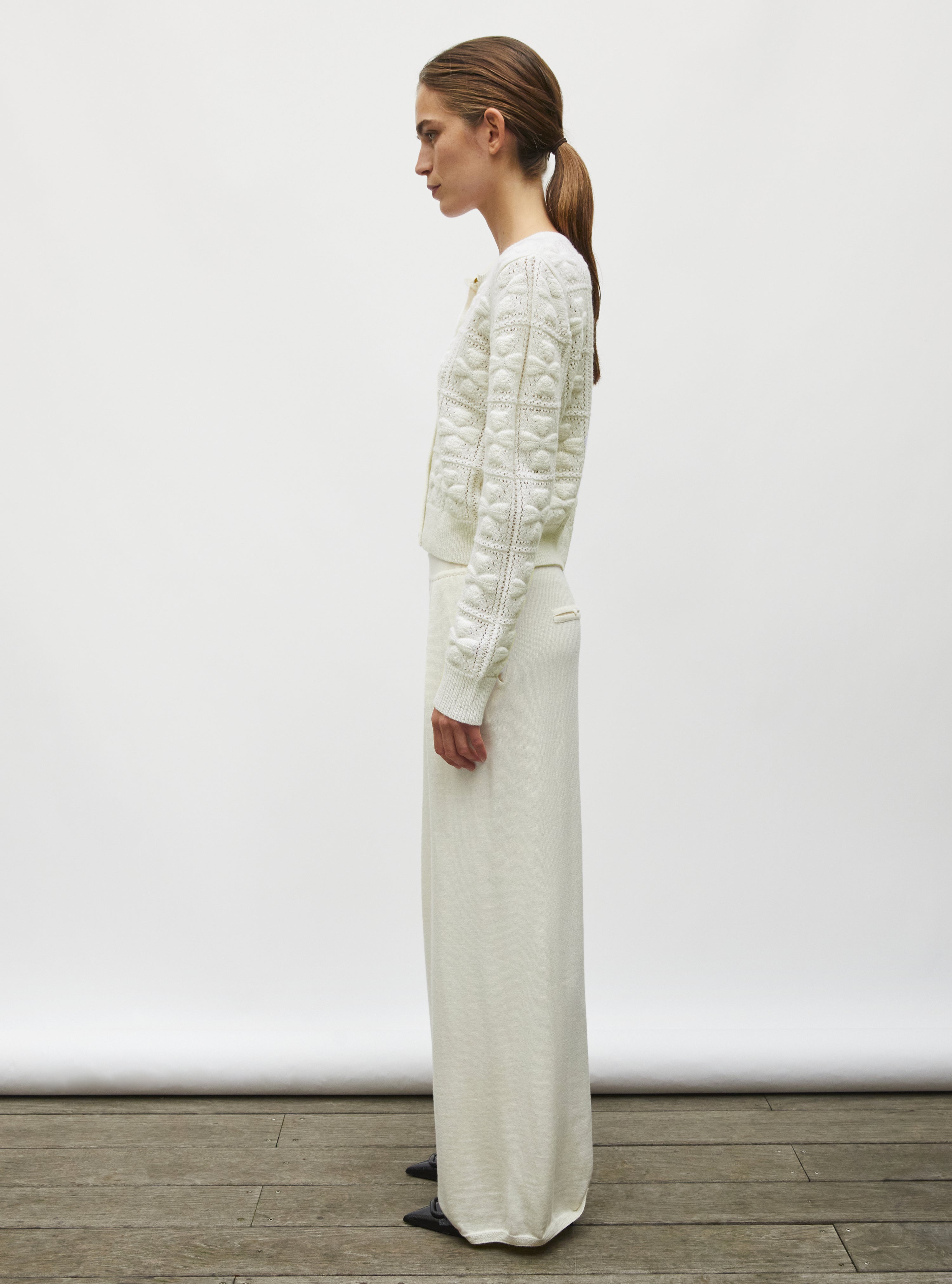 Cardigan doux maille trèfle naturel - Cardigan de luxe