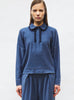 Chemise maille col croquet blueberry denim-nuit - Vêtement en maille de luxe Molli