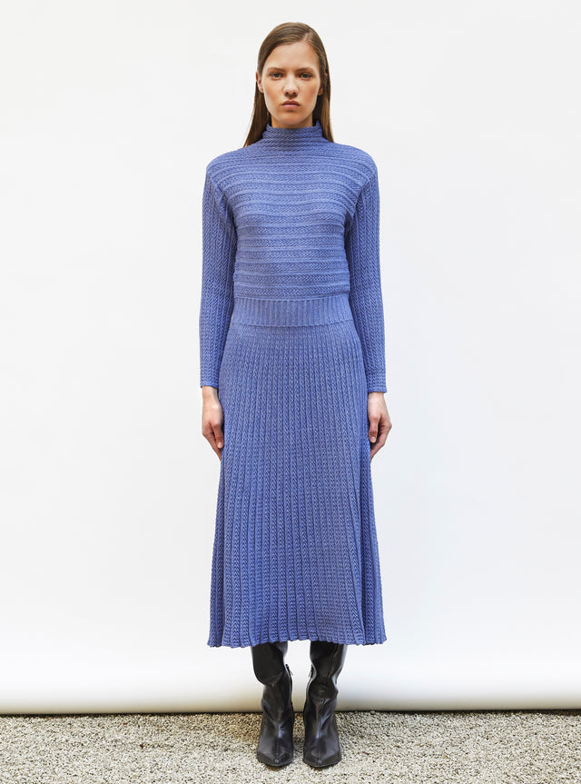 long dress in pleated knit - Image principale