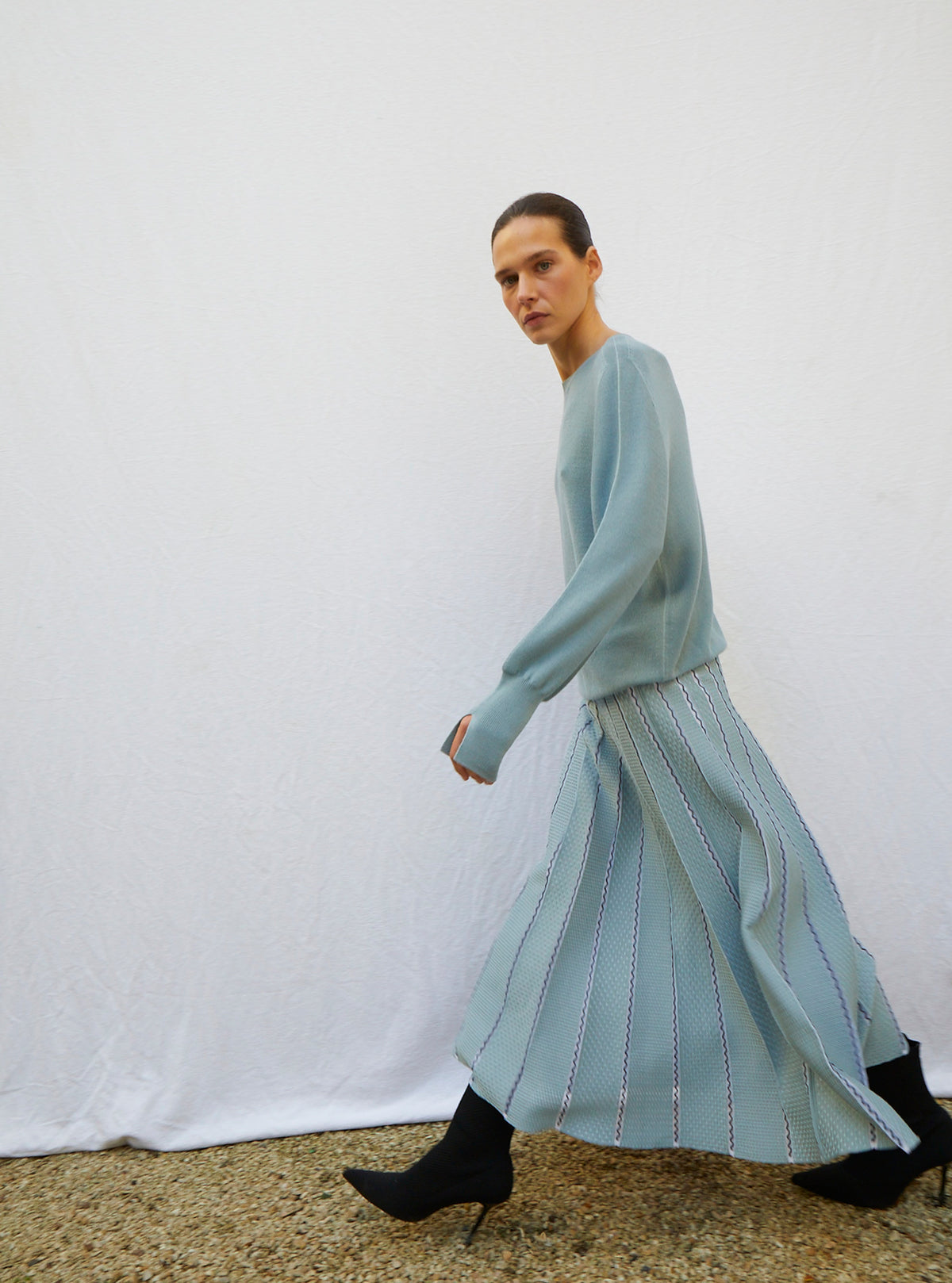 Jupe longue détails colorés horizon-multi - Vêtement en maille de luxe Molli