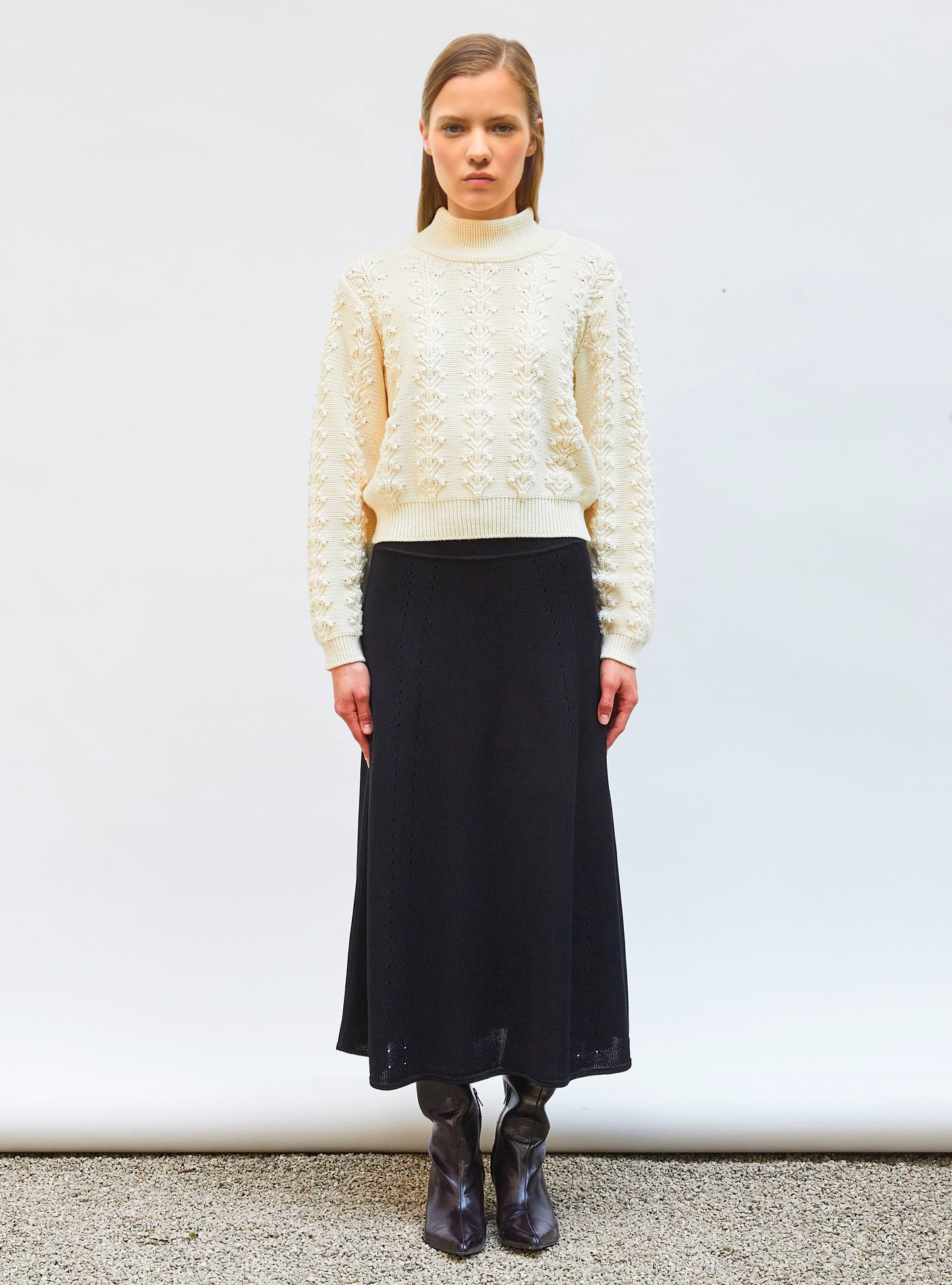 Tops de luxe femme - Pull en maille motif floral