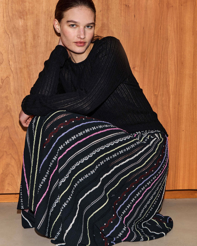 long dotted-swiss knit skirt - Image principale