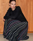 Jupe longue maille plumetis noir profond-multi - Vêtement en maille de luxe Molli