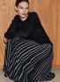 Jupe longue maille plumetis noir profond-multi - Vêtement en maille de luxe Molli