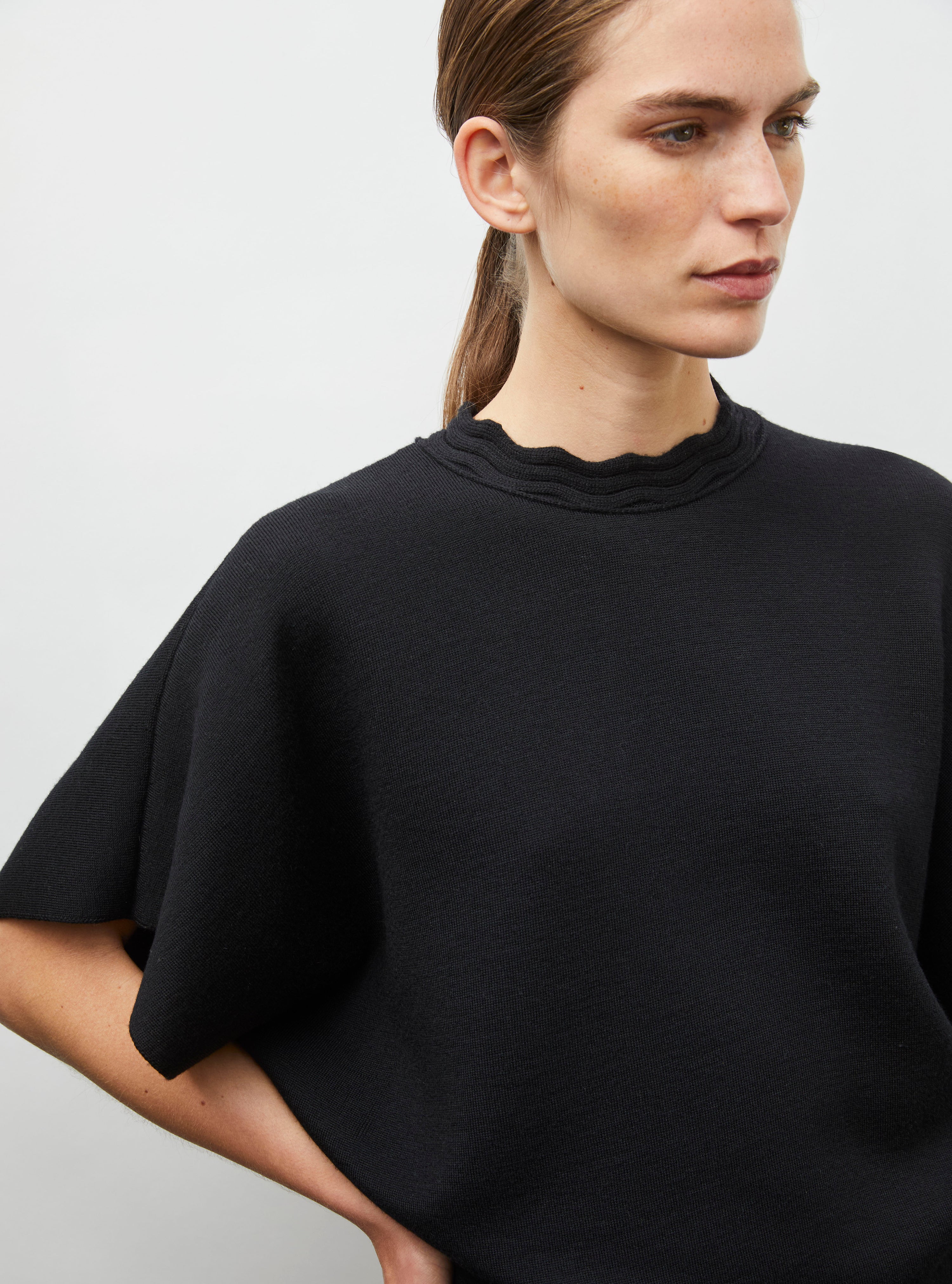 Top sans manches col croquet noir profond - Vêtement de en maille luxe Molli