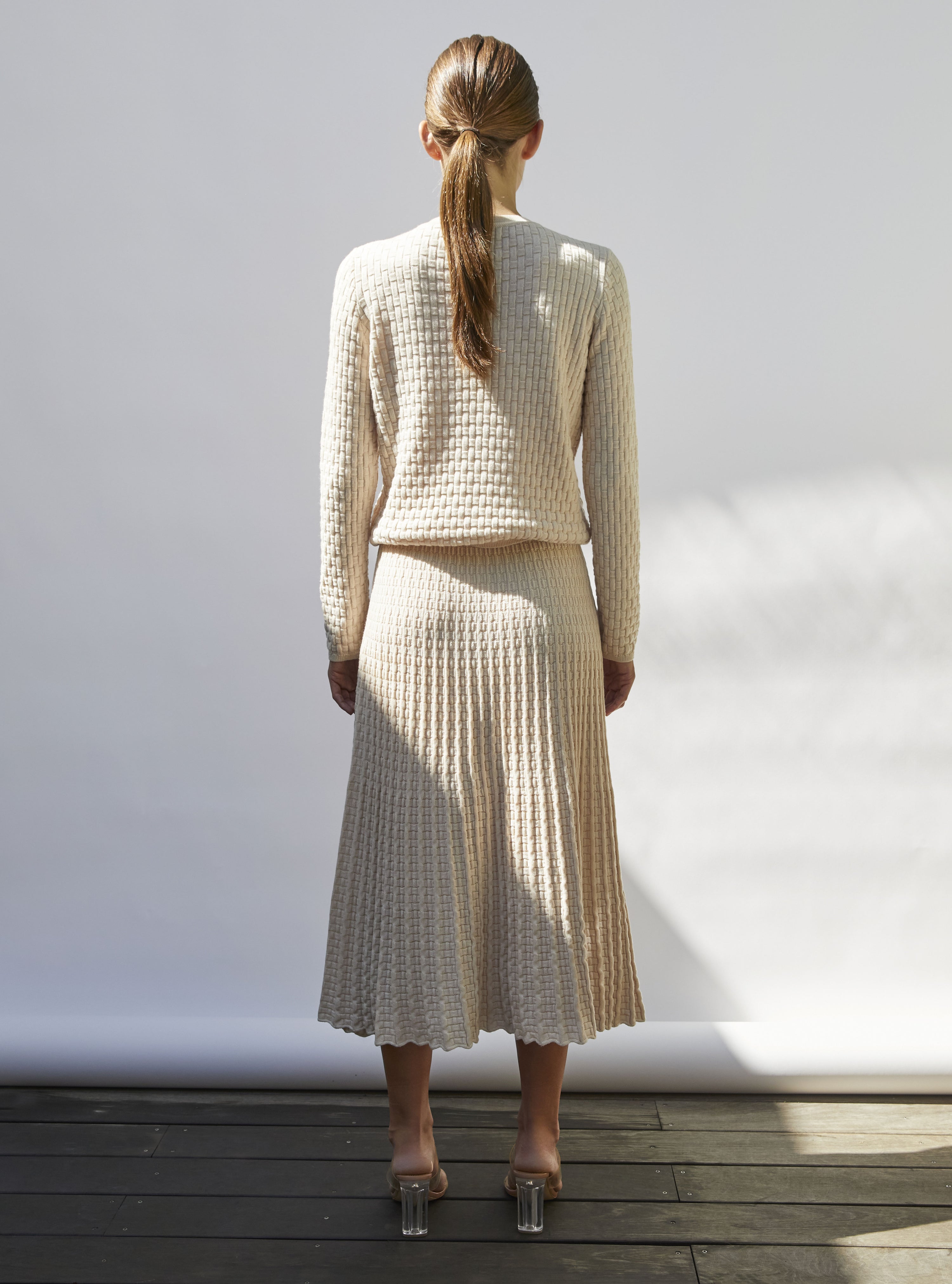 Jupe longue maille cannage dune - Jupe de luxe