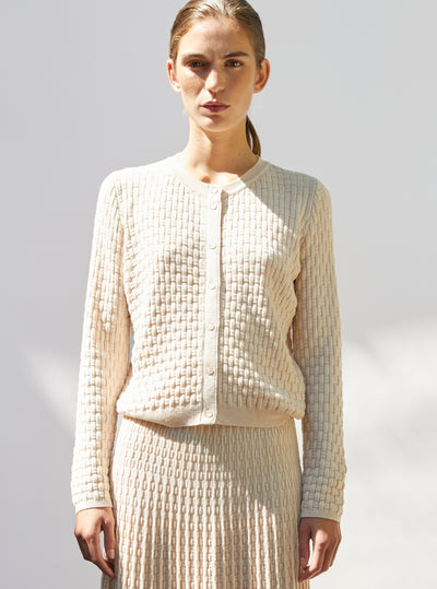 Cardigan maille cannage dune - Vêtement en maille de luxe Molli