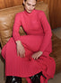 Robe maxi maille plissée Rose fluo - Vêtement en maille de luxe Molli