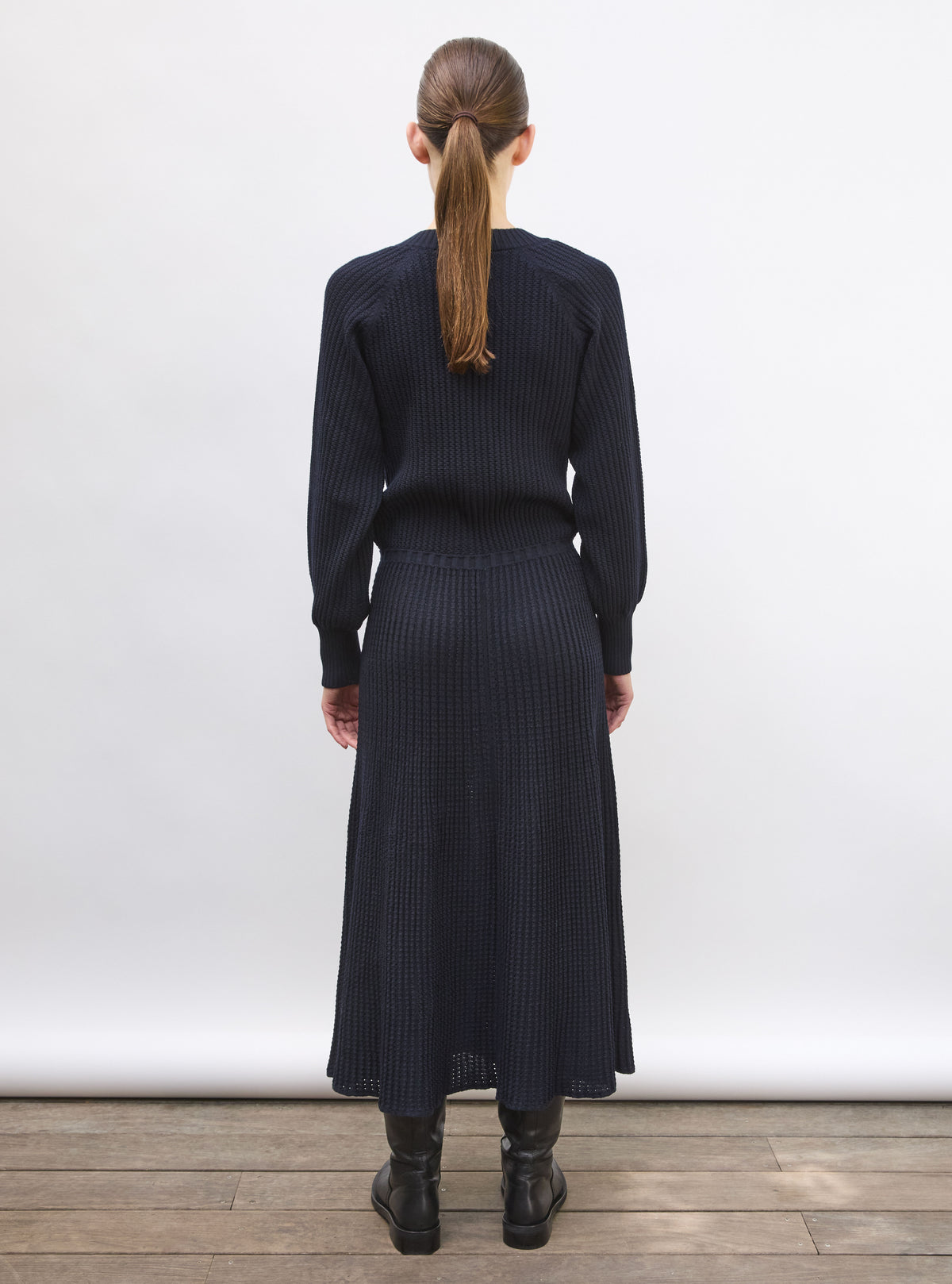 Robe de luxe femme - Robe fluide maille ondulée nuit