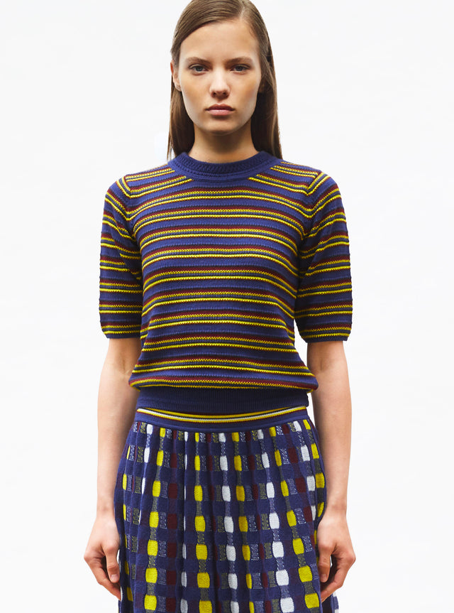 fine knit top with colorful stripes - Image principale