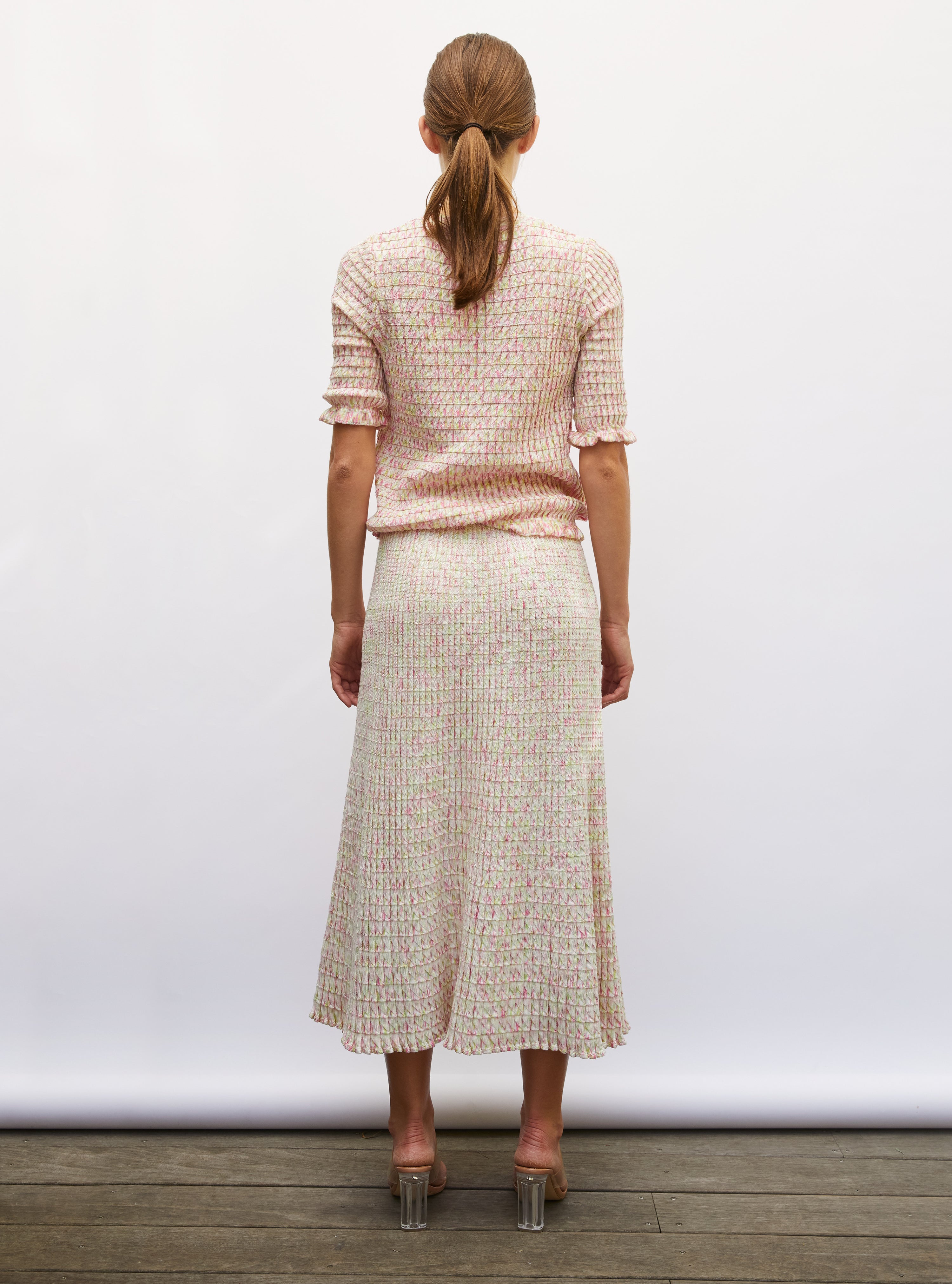 Cardigan maille origami naturel-multi-rose - Vêtement de luxe femme