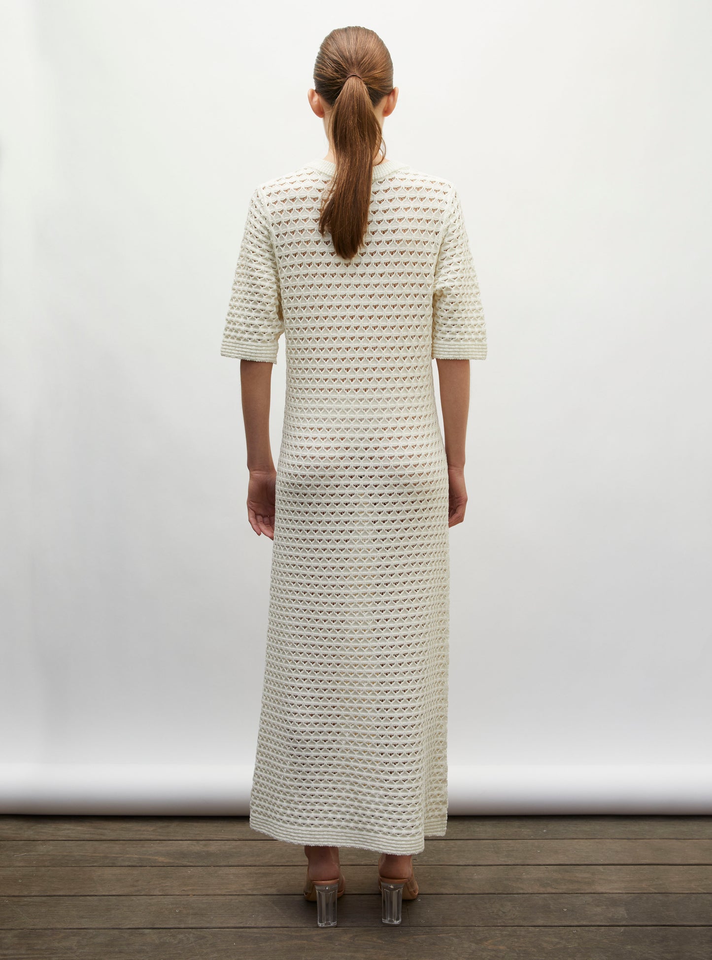 robe longue maille crochet naturel - robe de luxe