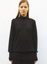 Top pointelle à col montant Noir Profond - Tops de luxe