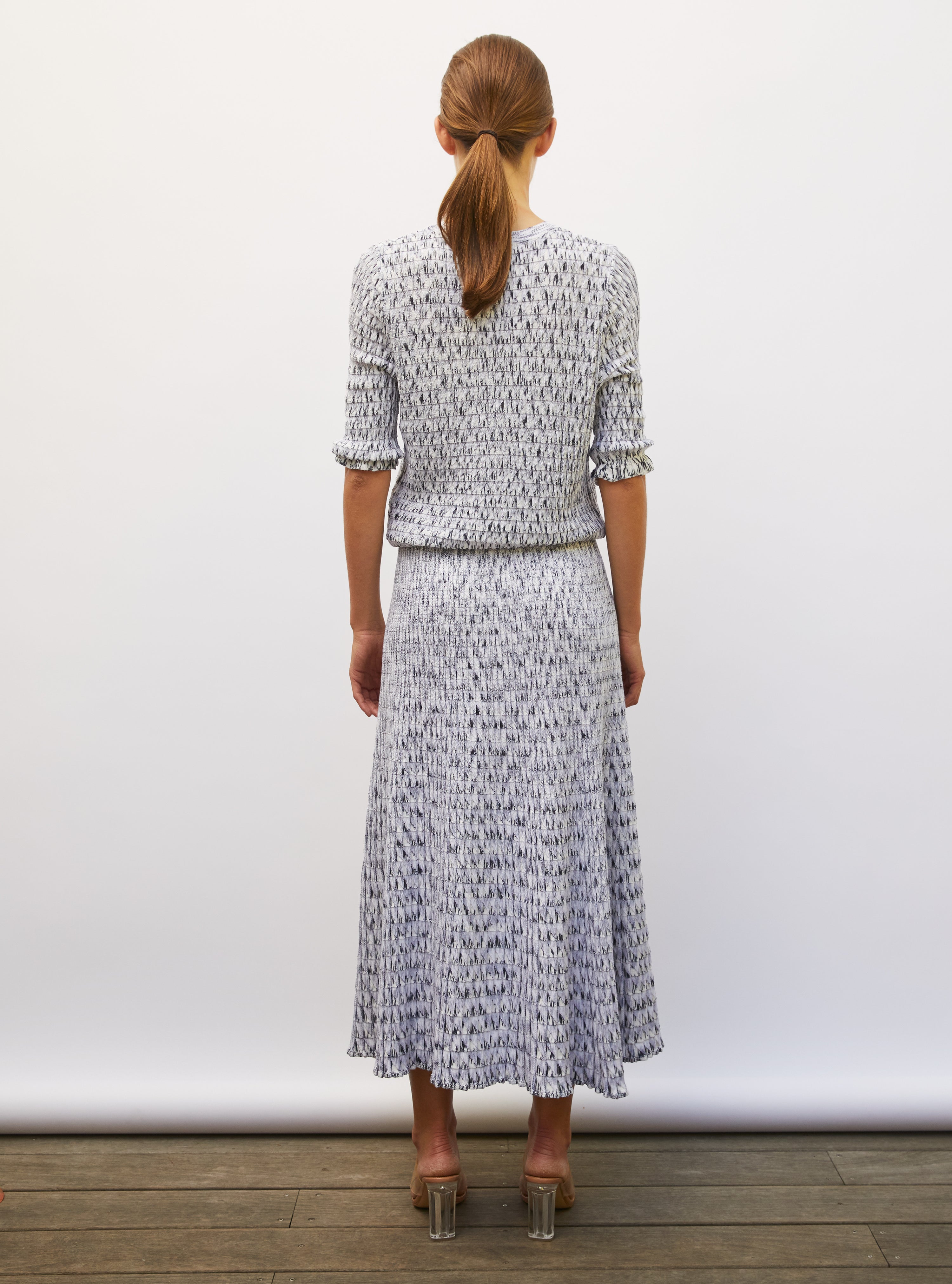 Jupe de luxe femme - Jupe fluide en maille origami milk-multi gris