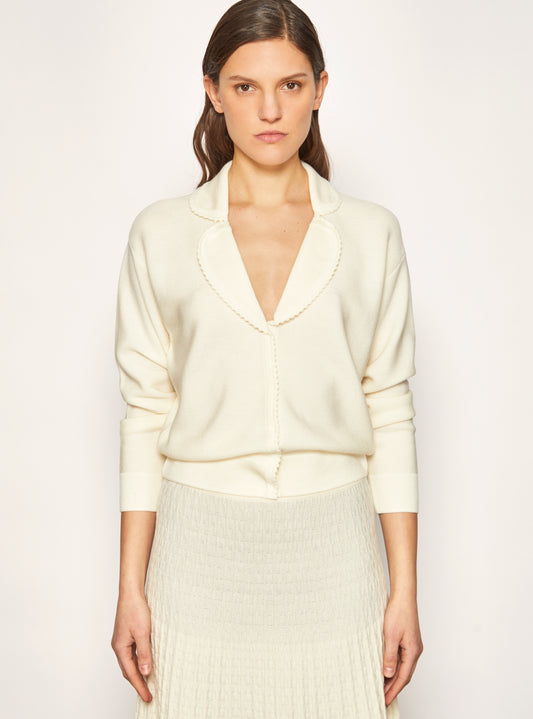Chemise maille encolure v Naturel - Vêtement de luxe femme