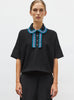 Top ample maille col croquet noir profond multi - Vêtement en maille de luxe Molli