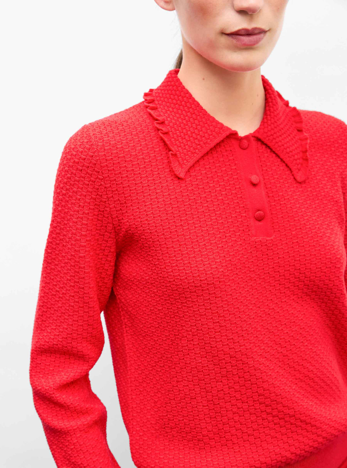 Top en maille de luxe Molli - Top fin maille col volanté