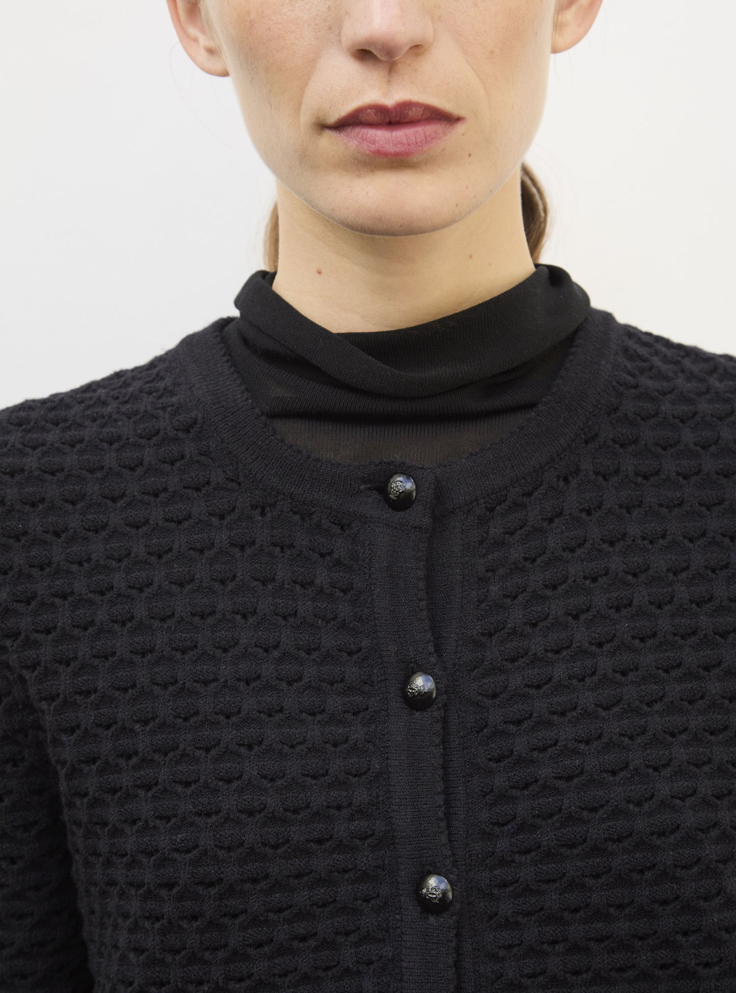 Veste en maille de luxe Molli - Veste maille couture  noir profond