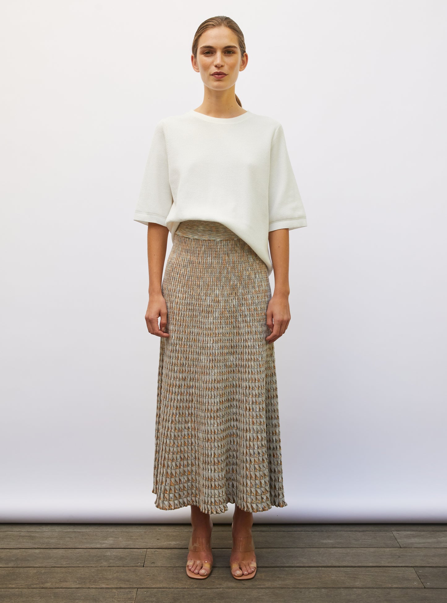 Top de luxe femme - Top fin en maille ondulée milk 