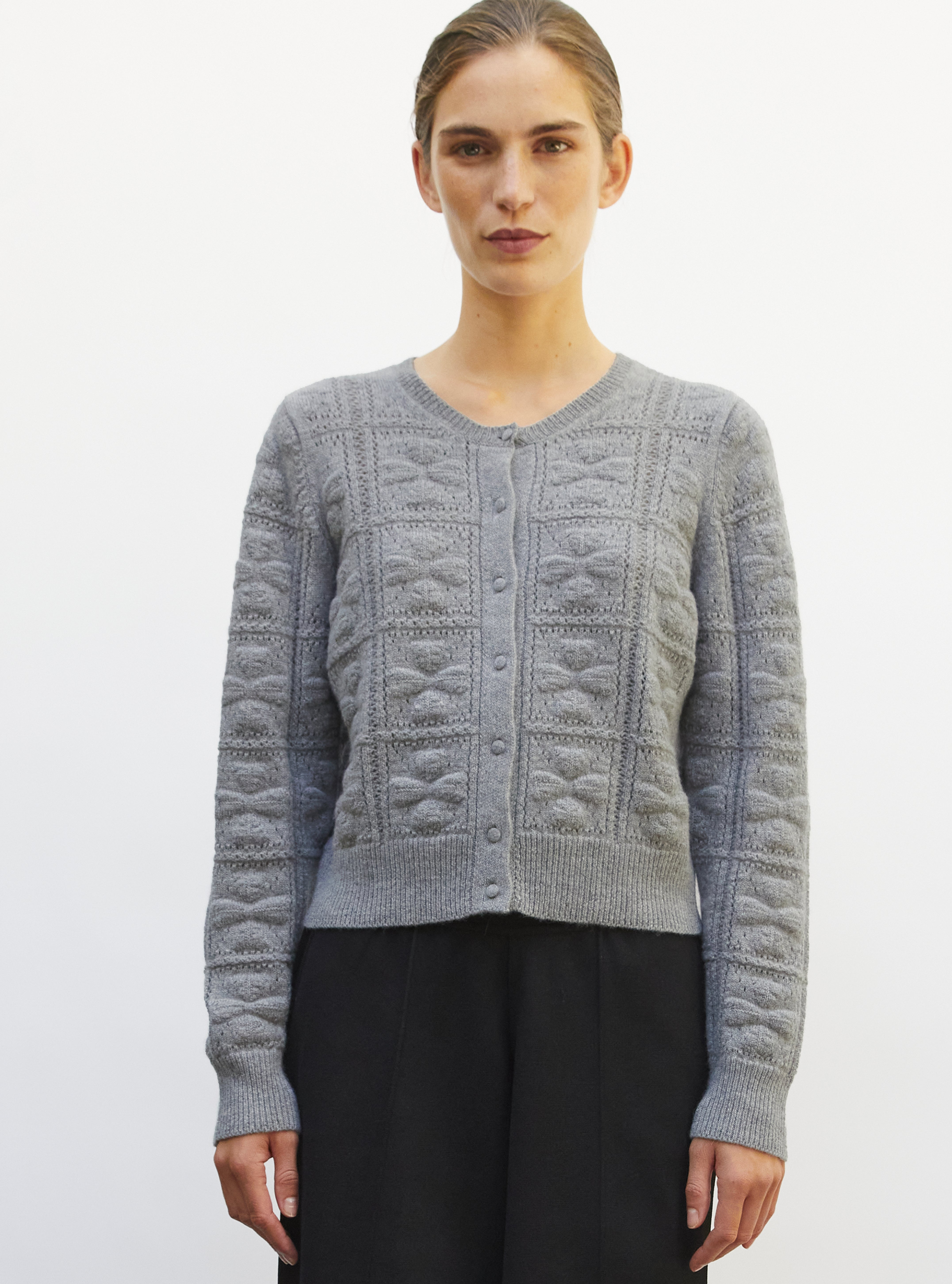 cardigan with clover motifs medium grey | Molli