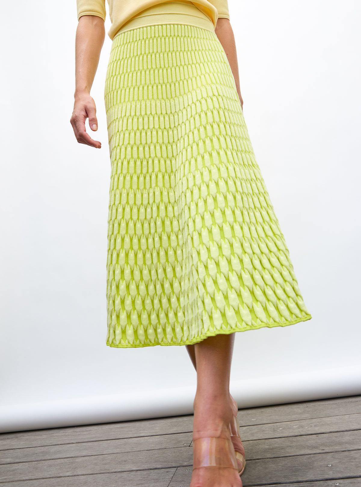 Jupe en maille de luxe Molli - Jupe maille manches coudes blé