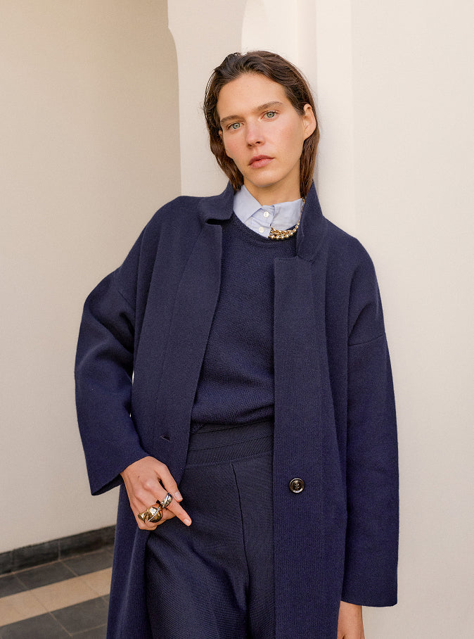 Top maille manches coudes nuit - Vêtement de luxe femme_campagne