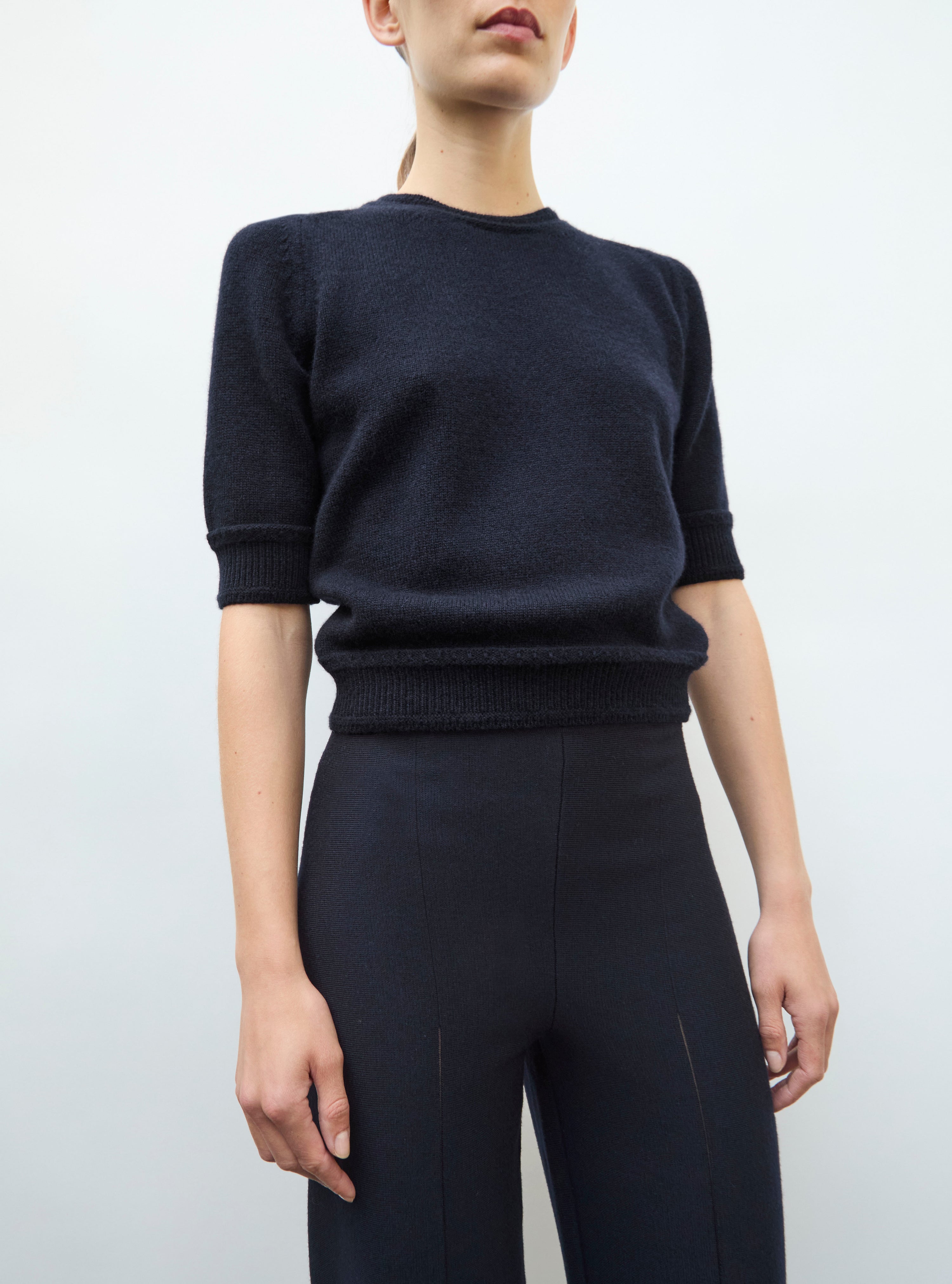 Top en maille de luxe Molli - Top maille manches coudes nuit