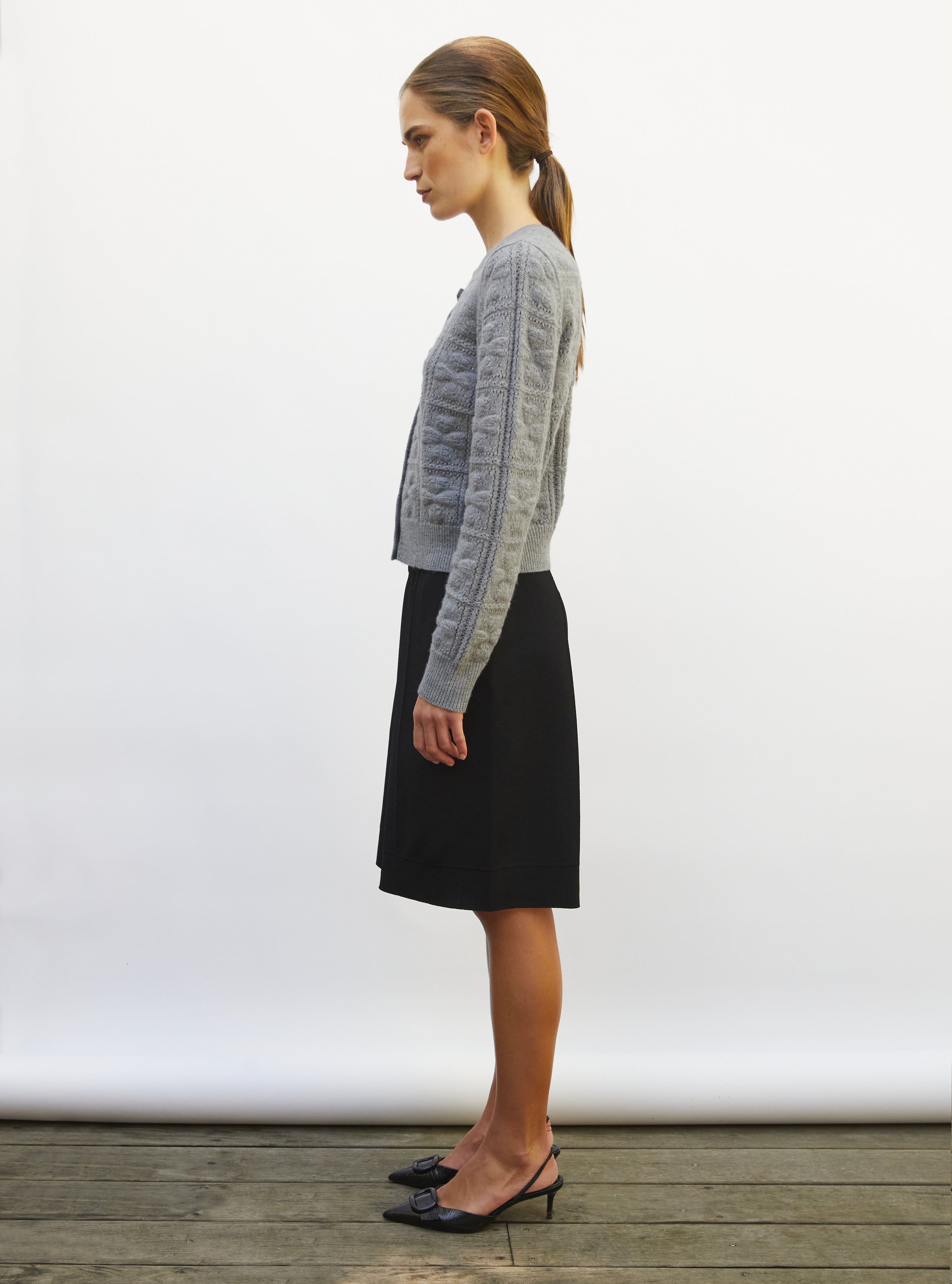 Cardigan doux maille trèfle gris moyen