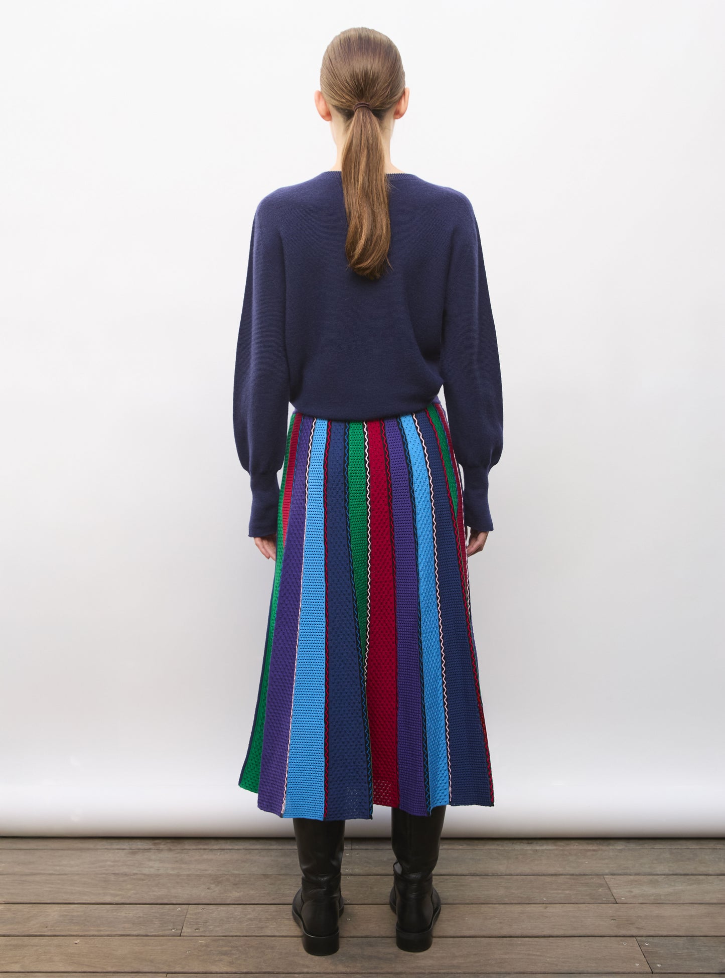 Jupe de luxe femme - Jupe longue détails colorés indigo-multi