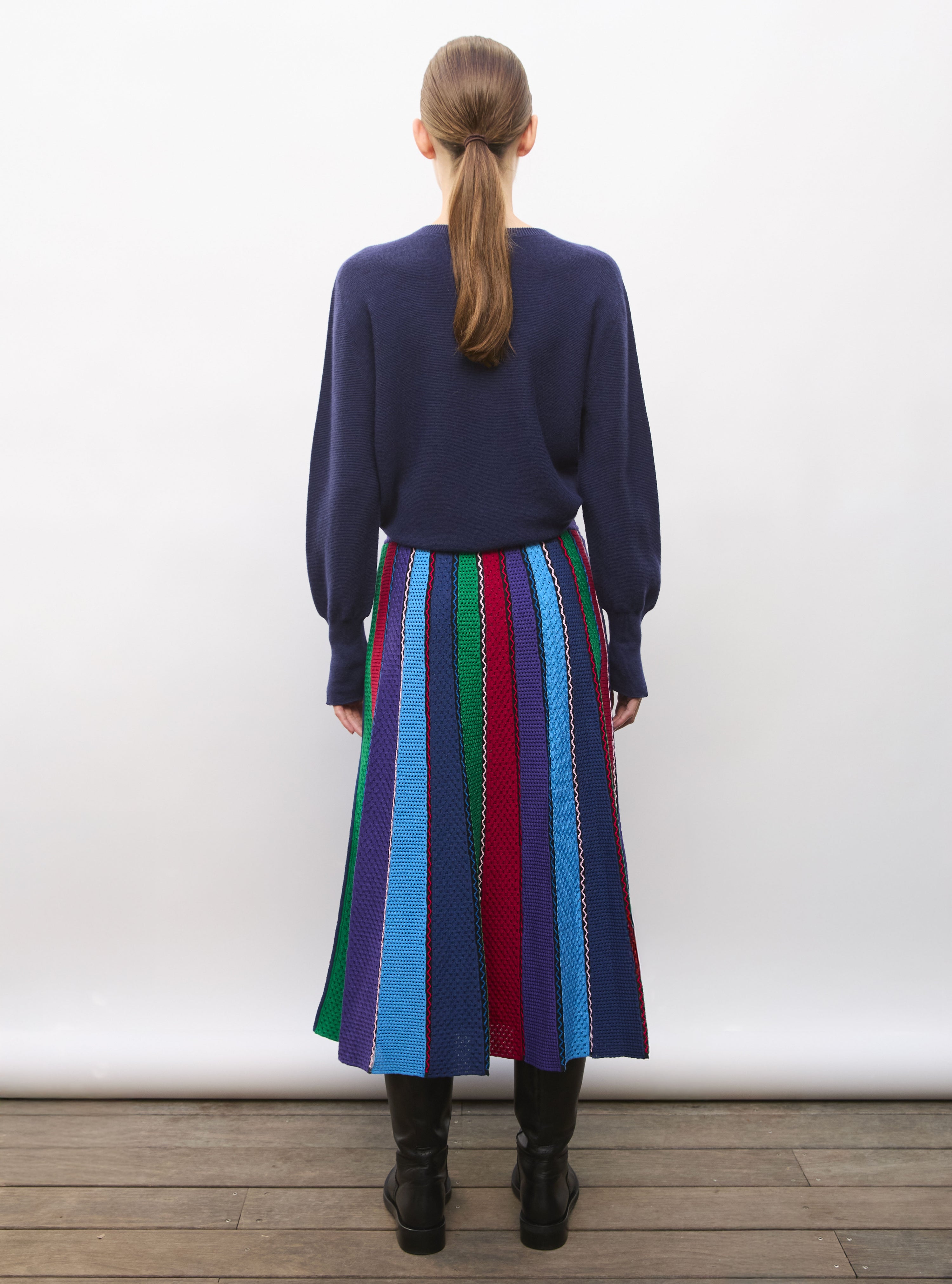 Jupe de luxe femme - Jupe longue détails colorés indigo-multi