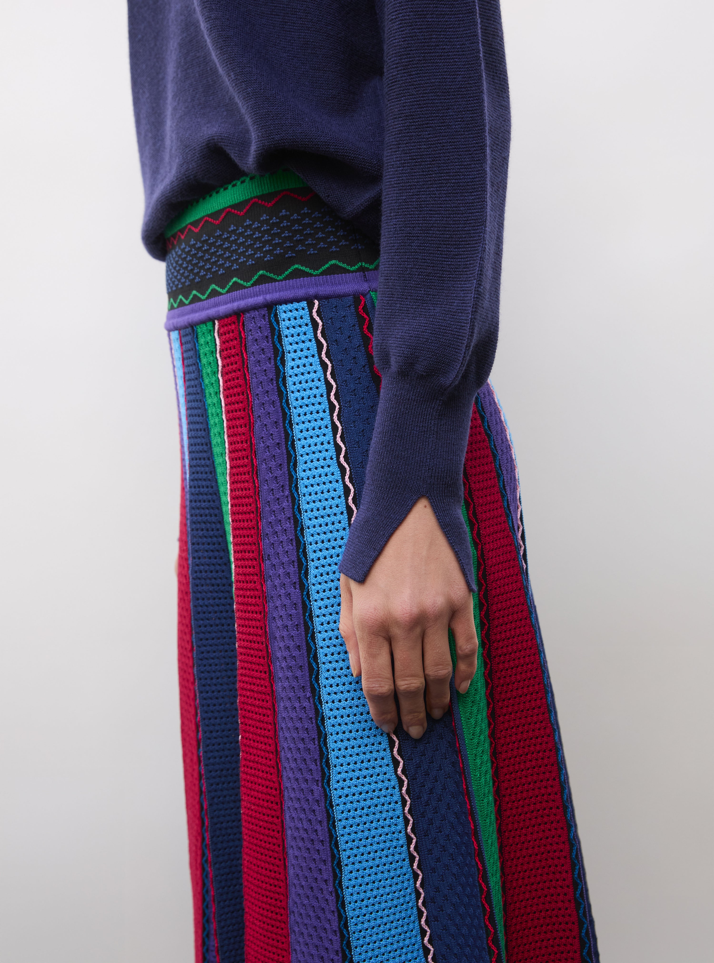 Jupe en maille de luxe Molli - Jupe longue détails colorés indigo-multi