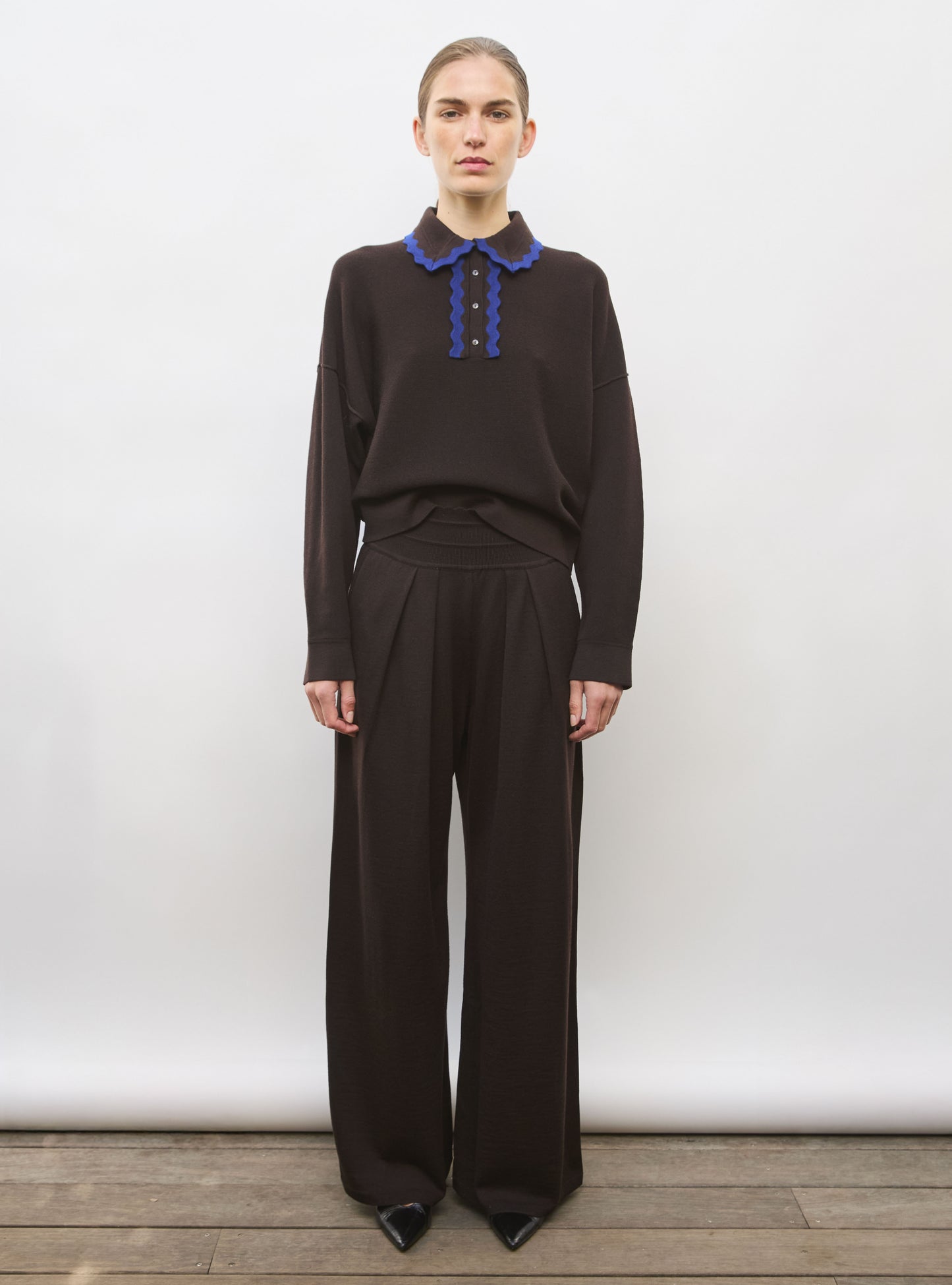 Pantalon fluide maille ebene - Vêtement en maille de luxe Molli