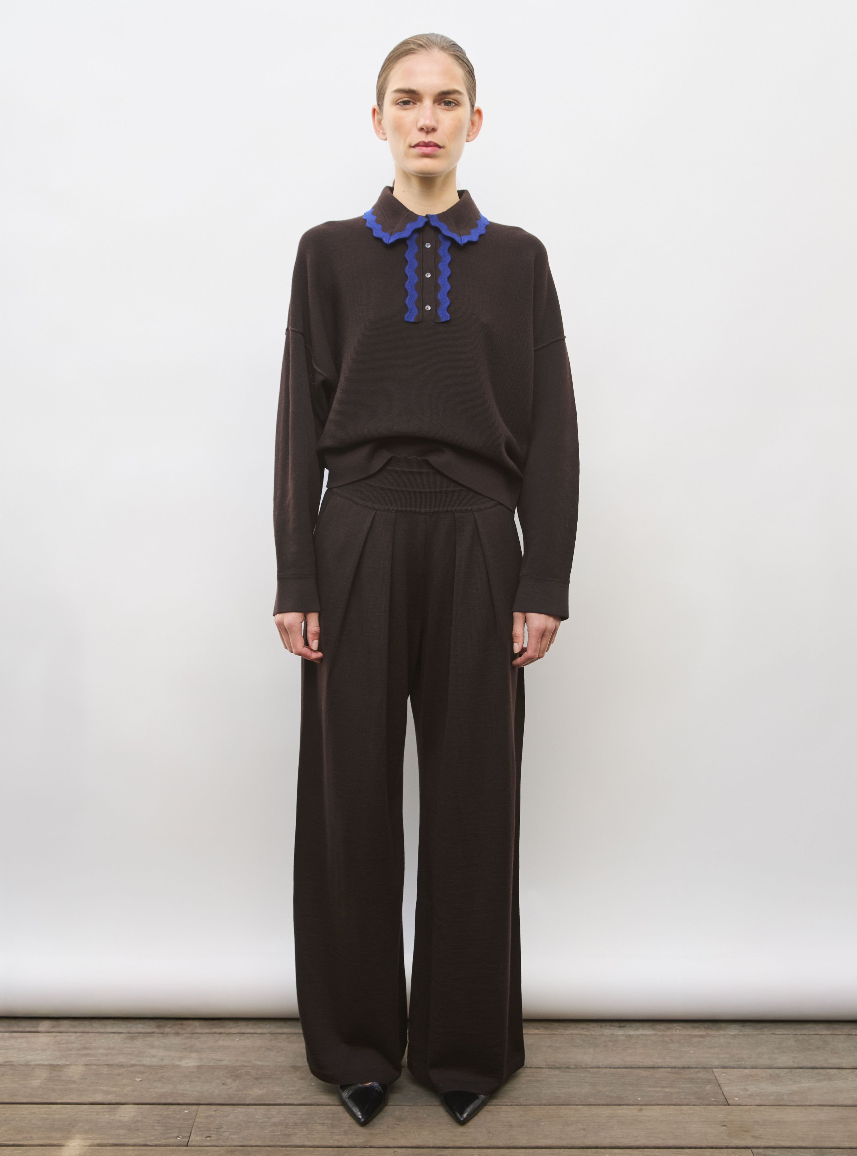 Pantalon fluide maille ebene - Vêtement en maille de luxe Molli