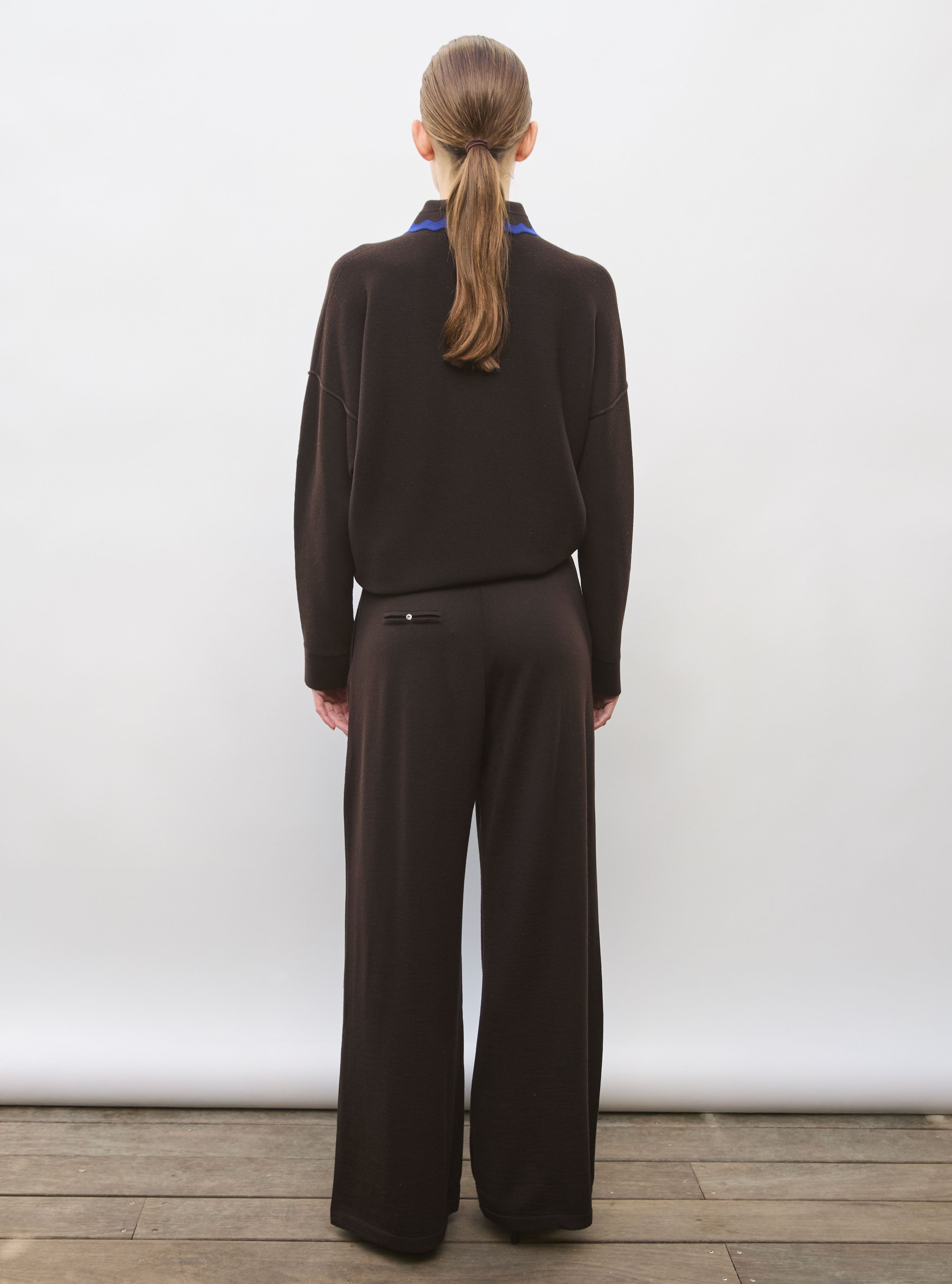 Pantalon de luxe femme - Pantalon fluide maille ebene