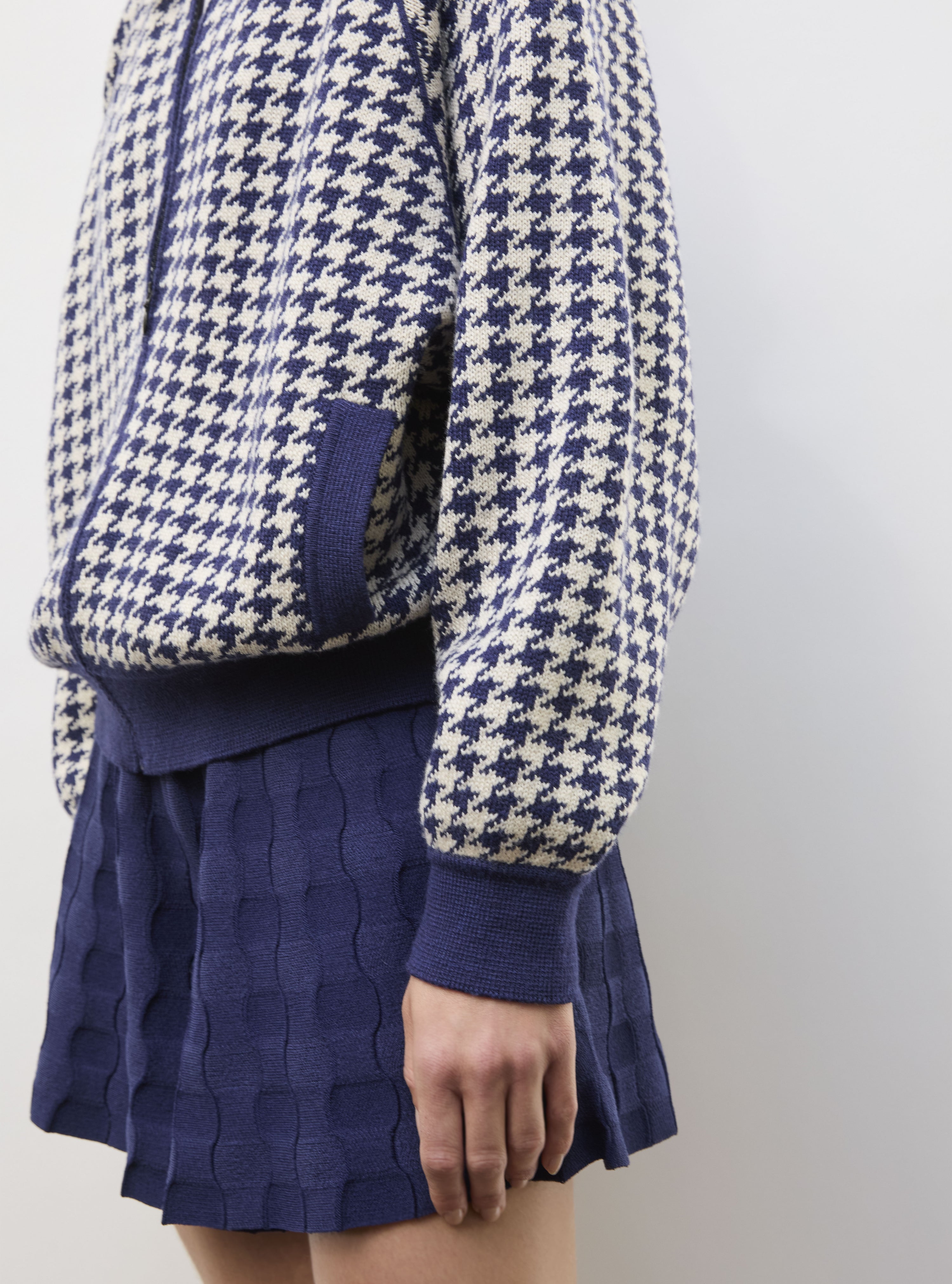 Pantalon en maille de luxe Molli - Short en maille vichy uni  indigo