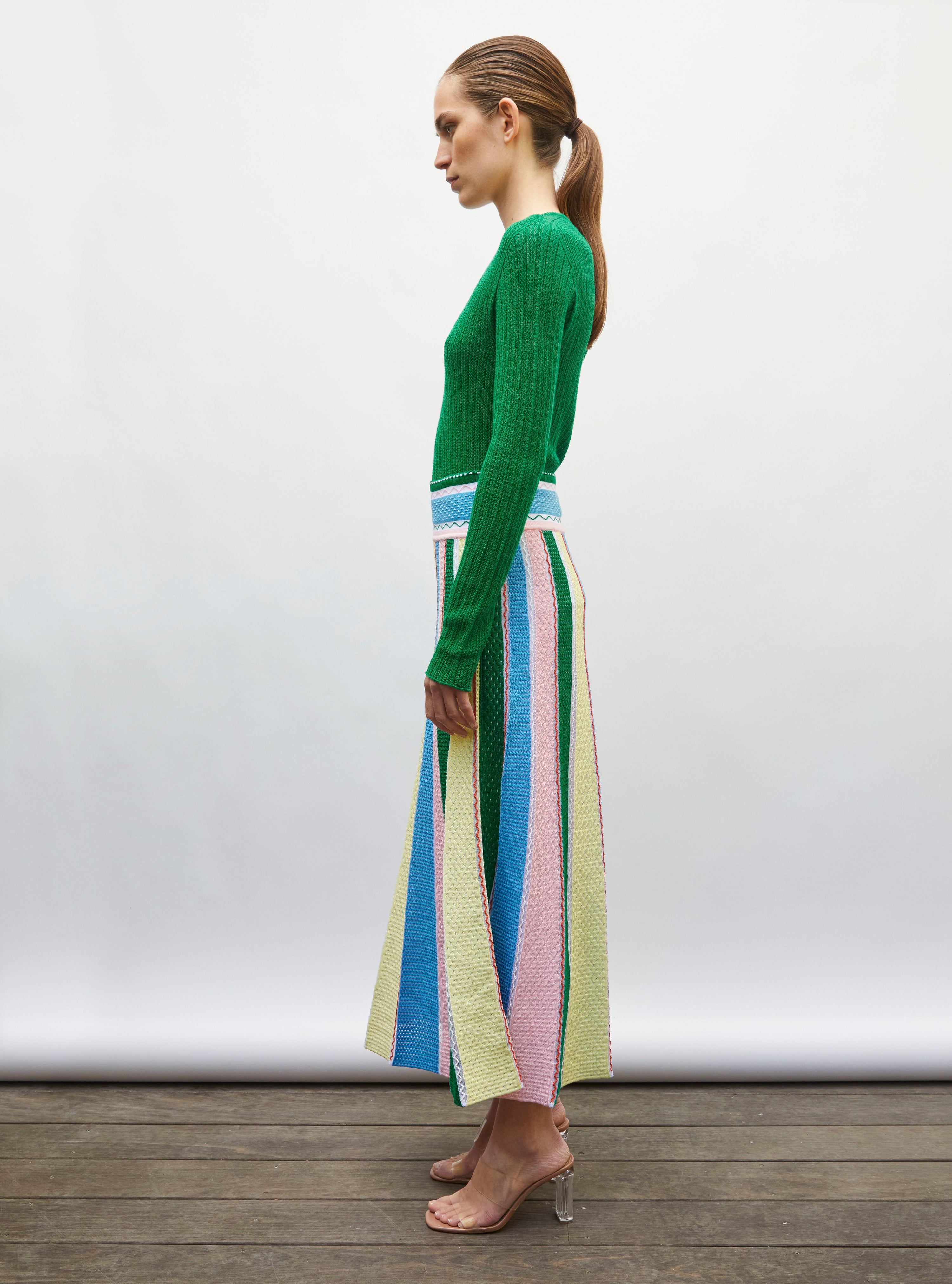 Jupe longue détails colorés pastel-multi - Jupe de luxe