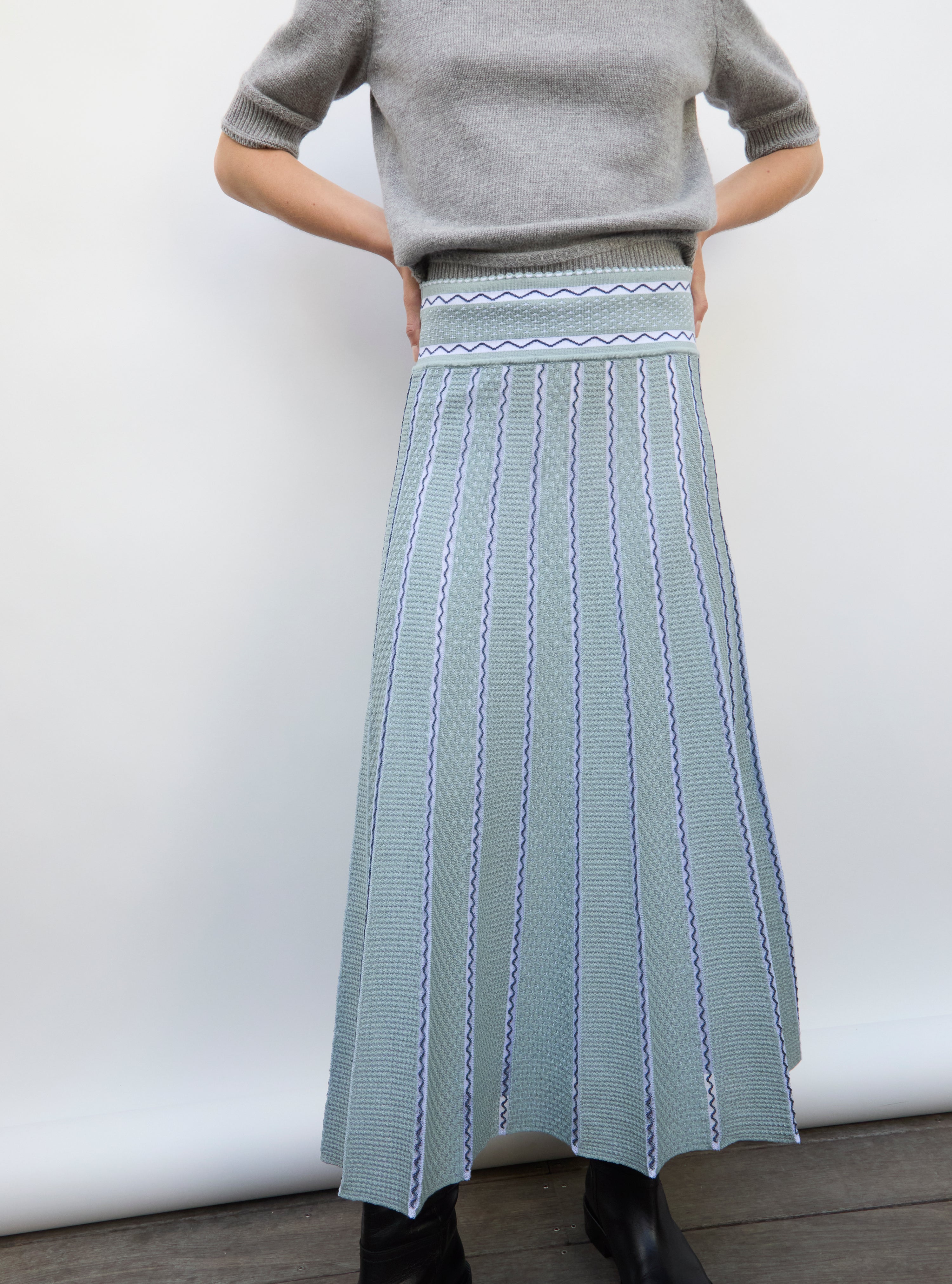 Jupe en maille de luxe Molli - Jupe longue détails colorés  horizon multi