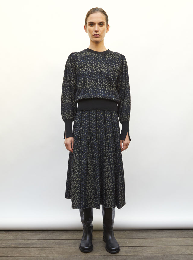 Jupe fine jacquard léopard - Image principale