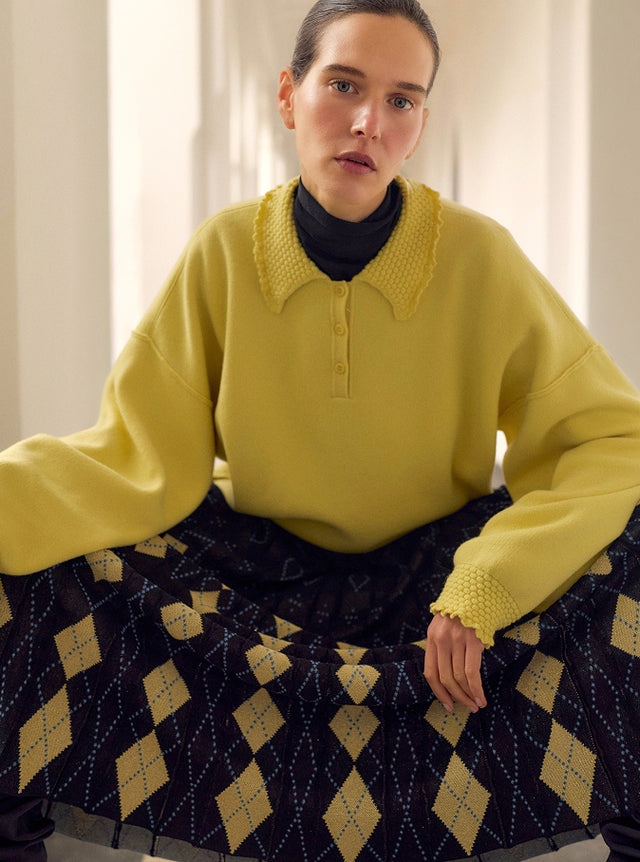 Fluid argyle knit skirt - Image principale