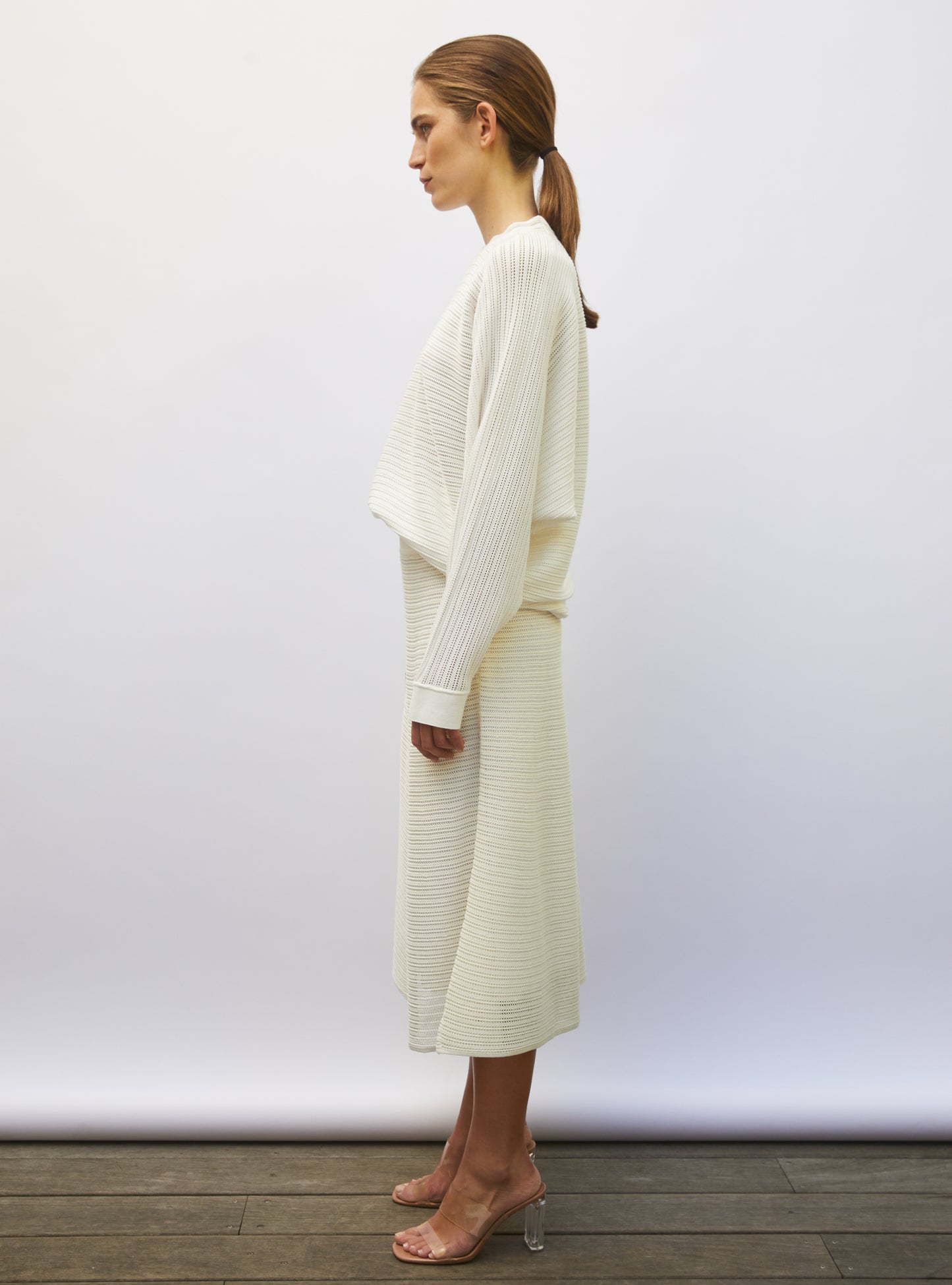 Top de luxe femme - top ample maille pointelle milk